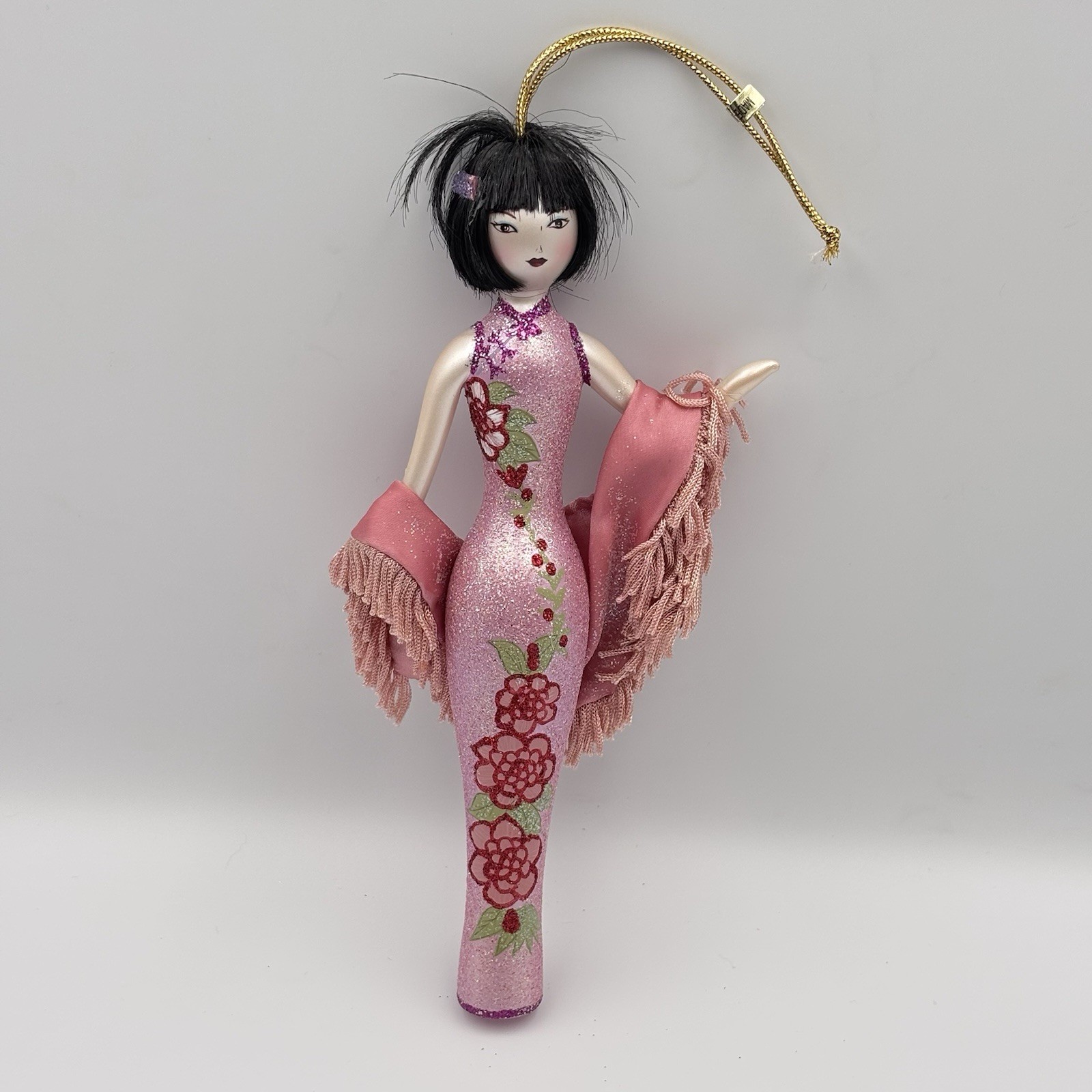 Soffieria de Carlini Lady Elegance Japanese Woman Pink Glass Christmas Ornament