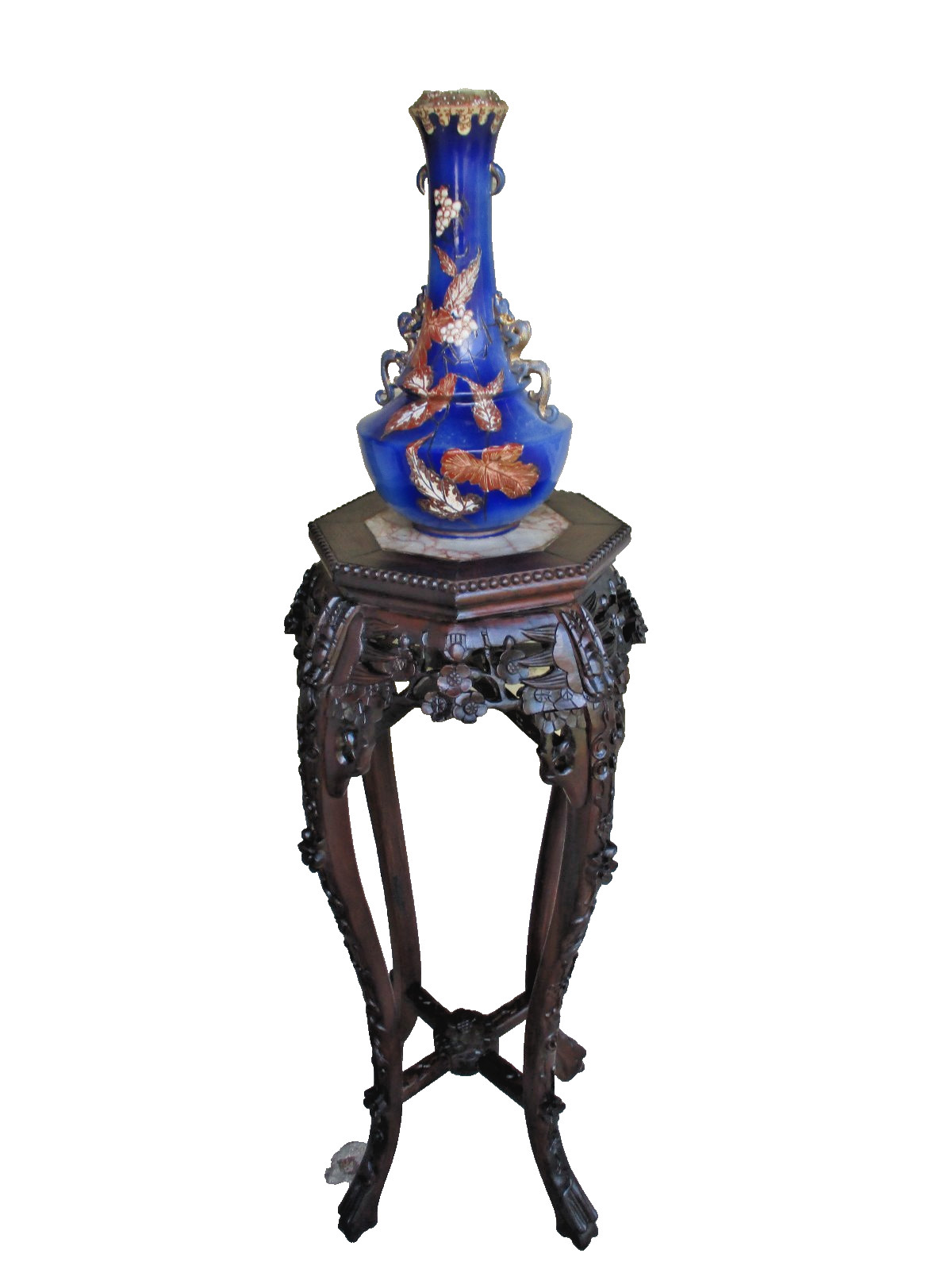 antique chinese plant stand vtg pedestal stand wood plant stand ship $35.00