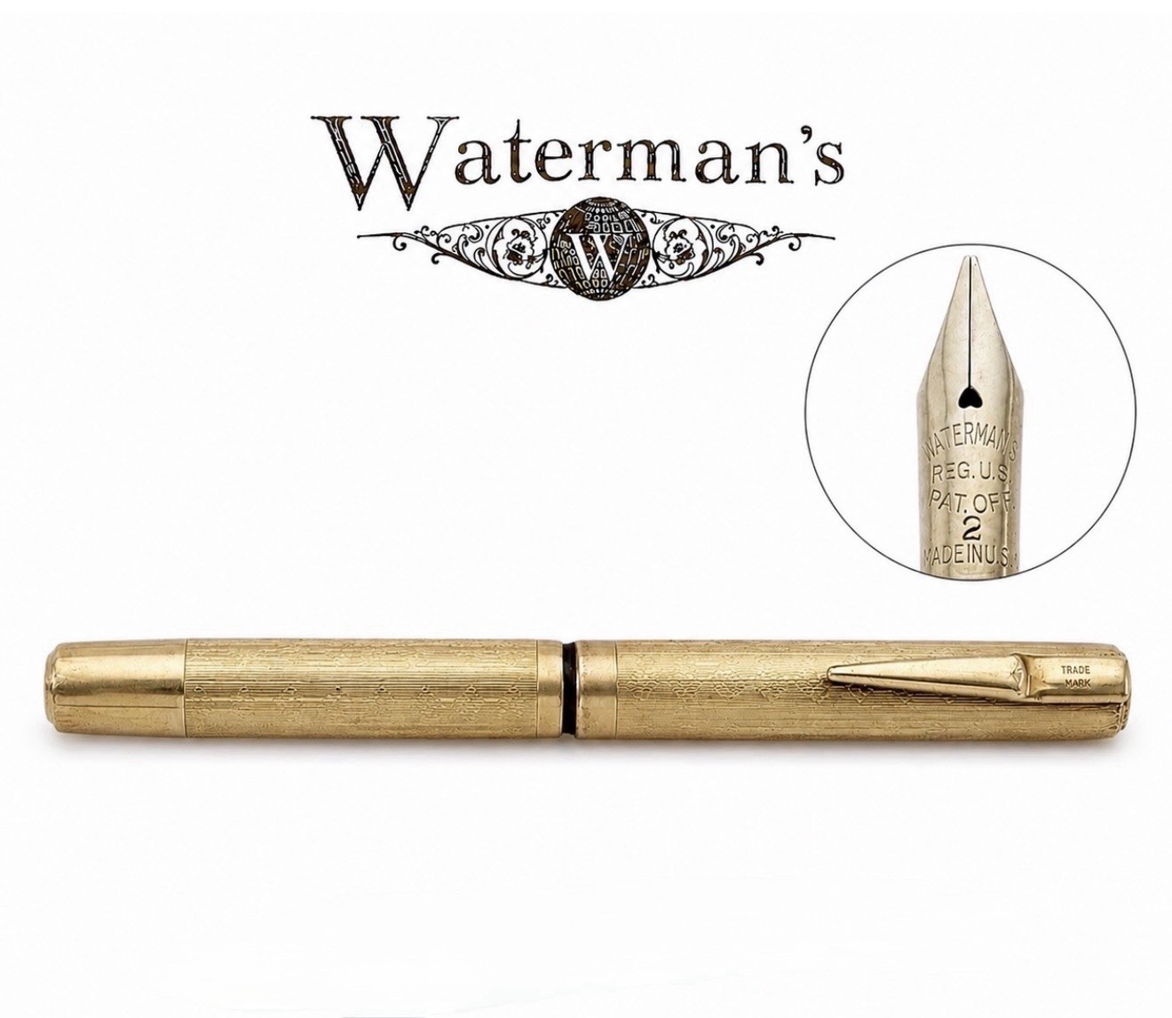 WATERMAN’S Vintage 1920 Ideal 52V Engraved Lever Fountain Pen 18K Nib