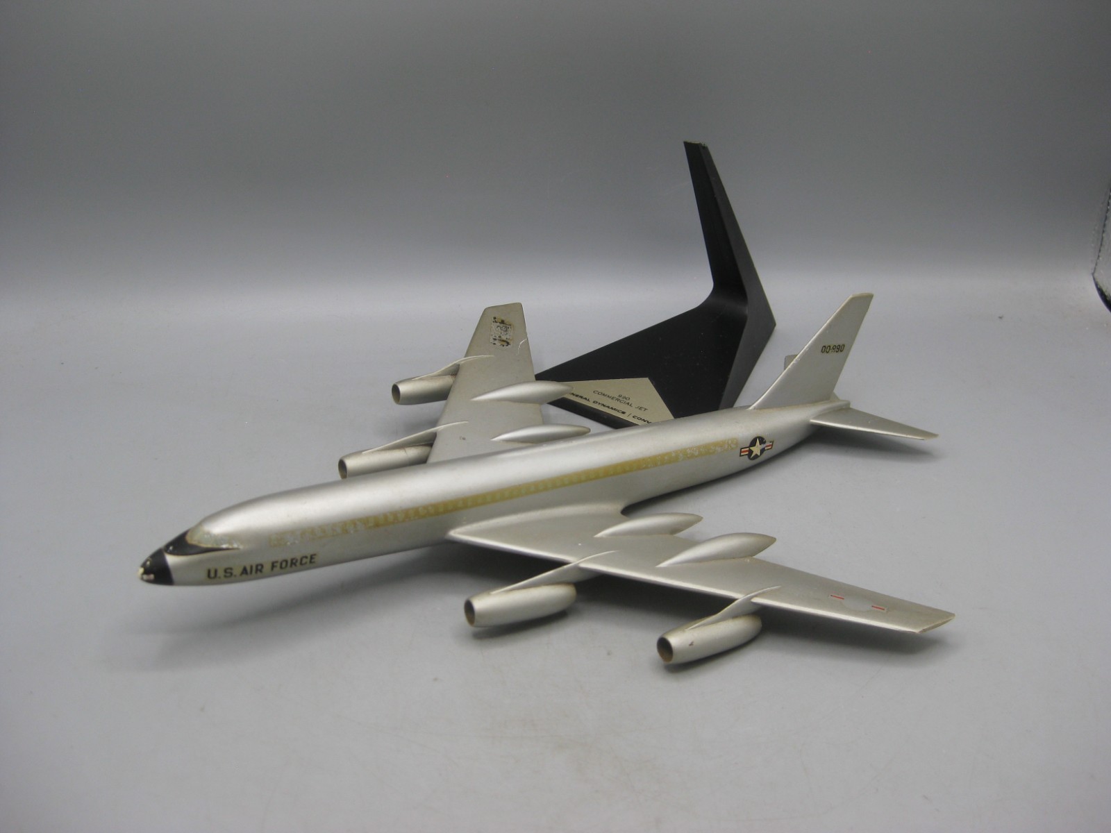 Vtg 60\'s Topping General Dynamics USAF 990 Airplane Desktop Desk Display Model