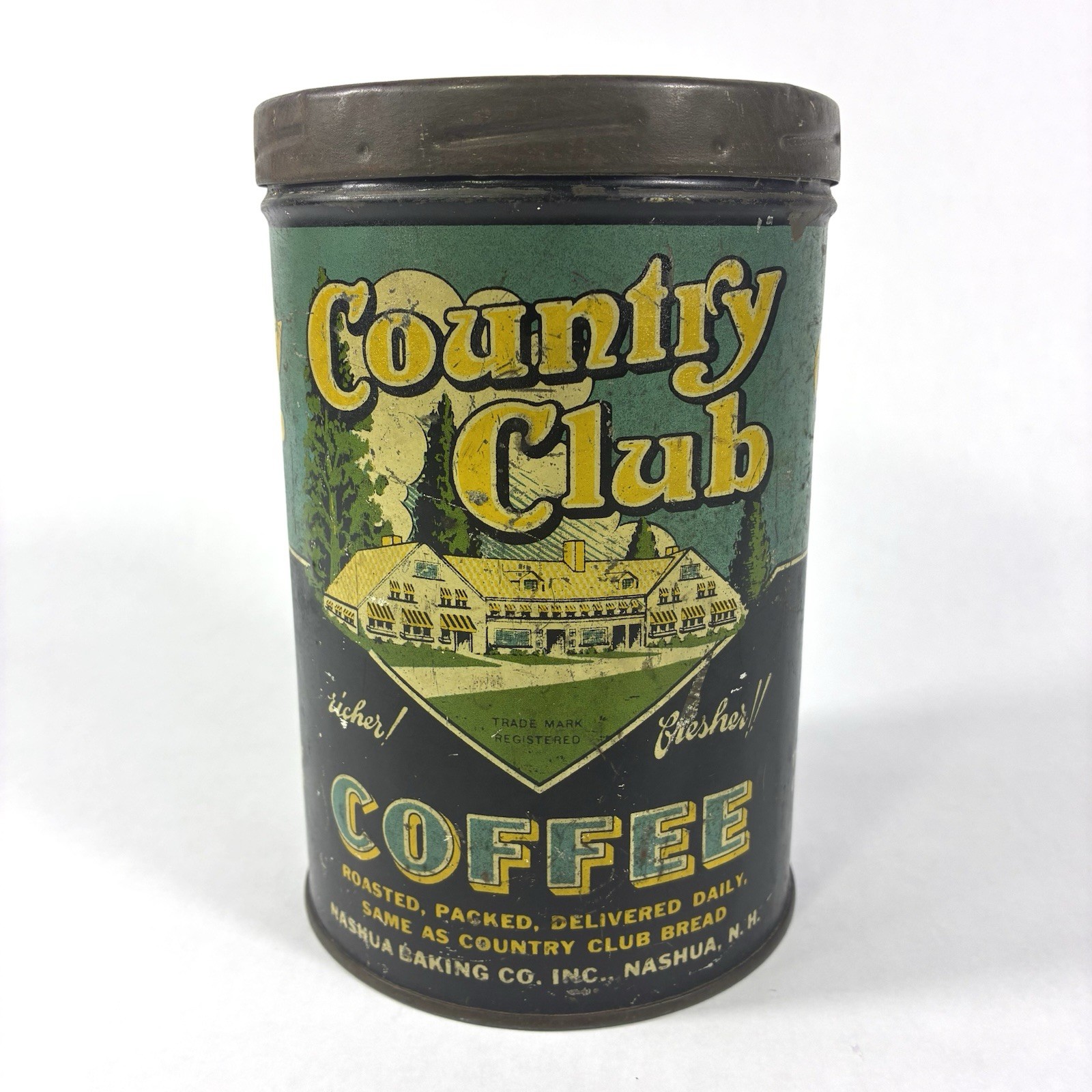 Vintage Rare Country Club Coffee 1 lb Tin Can Advertising Country Store Display Vintage Rare Country Club Coffee 1 lb Tin Can Advertising Country Store Display