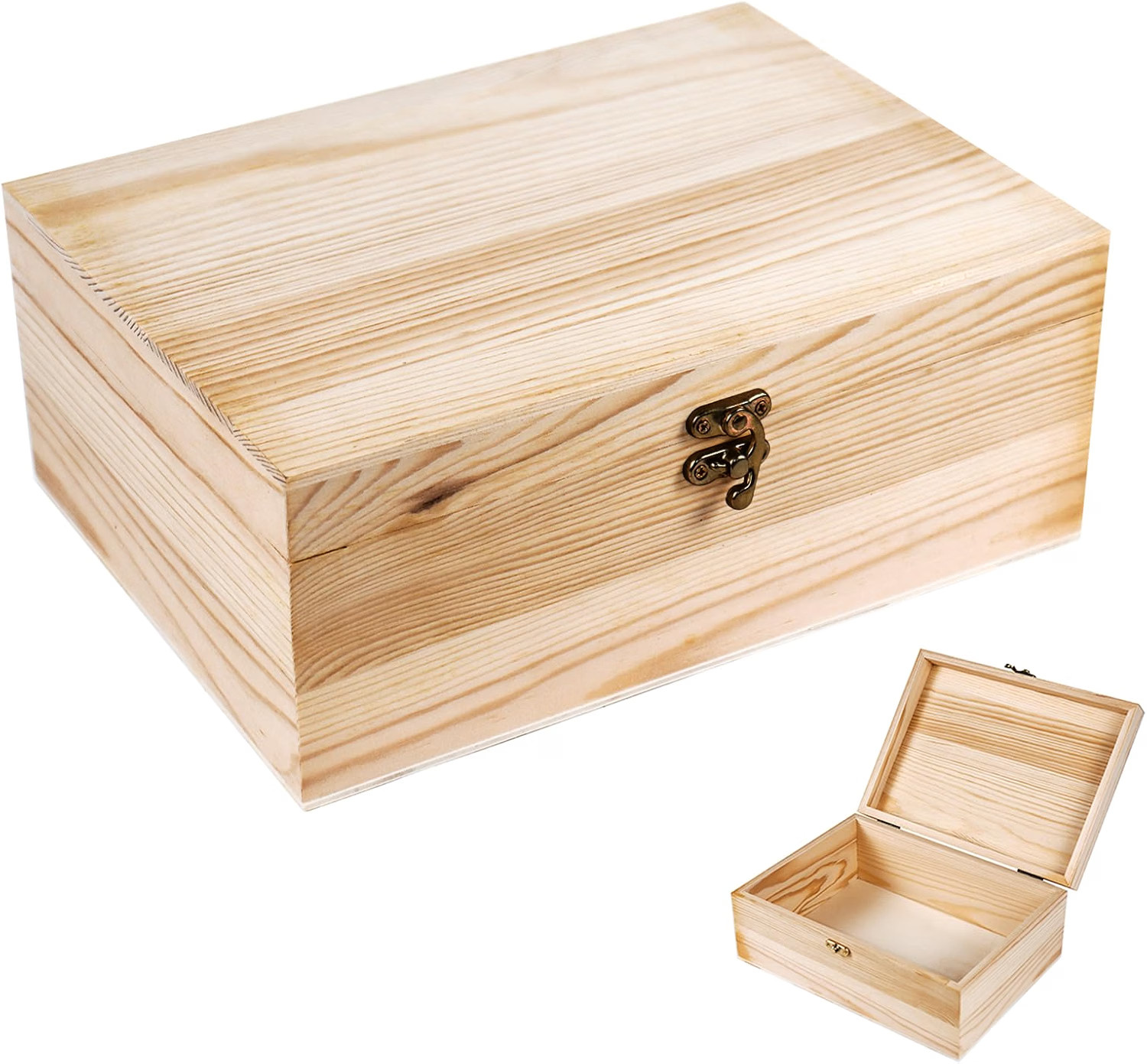 Unfinished Wood Box with Hinged Lid 1 Pack - 10.6\