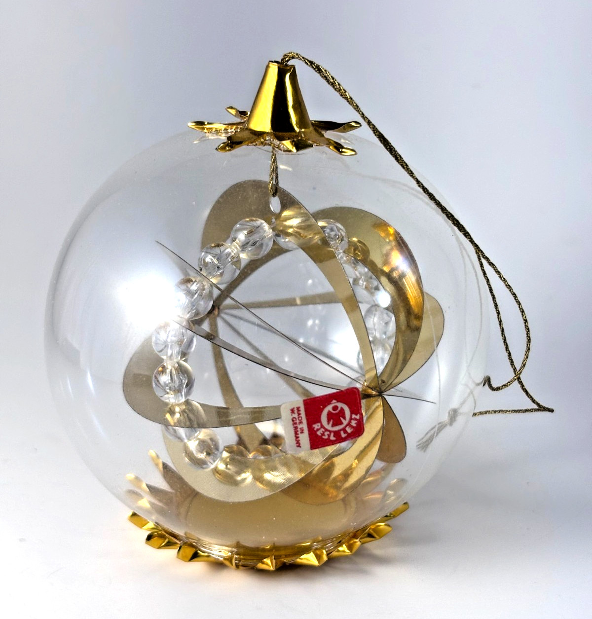 Vintage Resl Lenz Glass Spinner Christmas Ornament Sphere of Beads West Germany