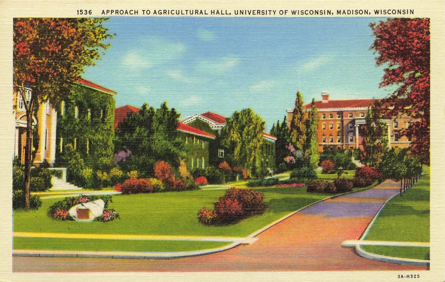 UW Madison Agricultural Hall Vintage Linen Postcard Wisconsin Campus Scene