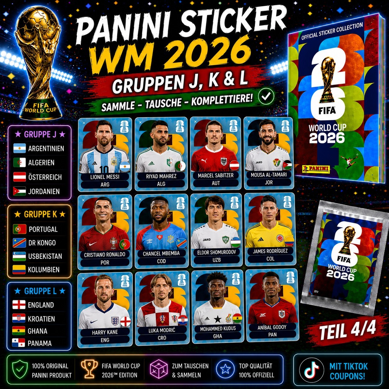 Panini World Cup 2026 World Cup All Stickers To Choose Pick Multi Discount 4/4