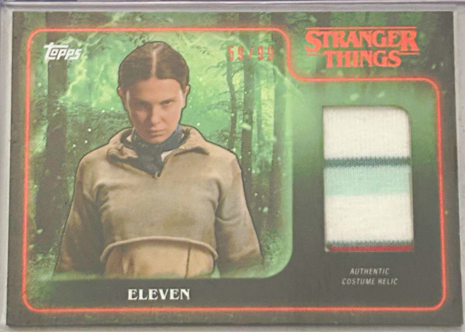 2025 Topps Stranger Things Eleven Green Costume Relic Trading Card RARE