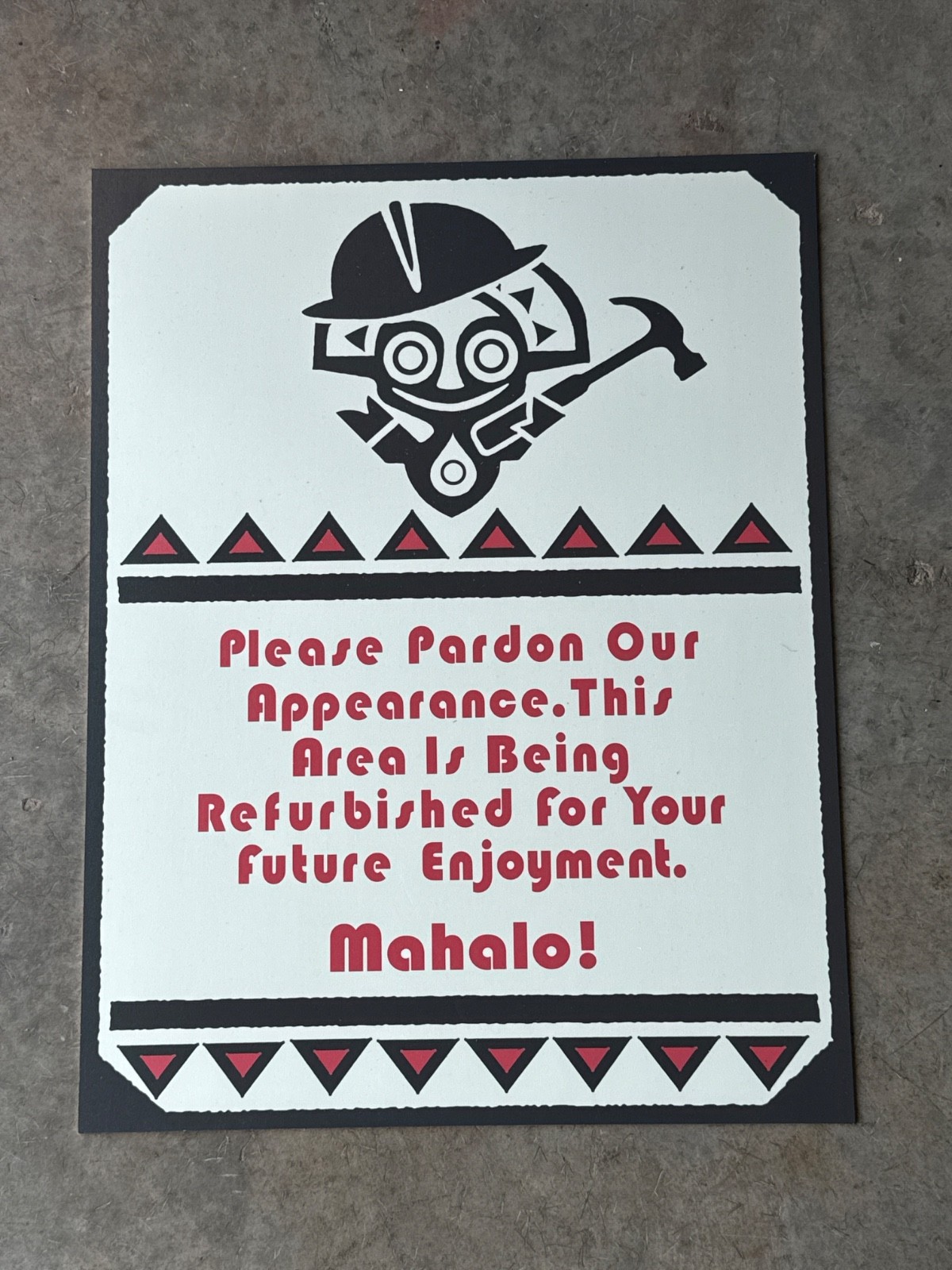 DISNEY'S POLYNESIAN RESORT TIKI MAN CONSTRUCTION PROP SIGN