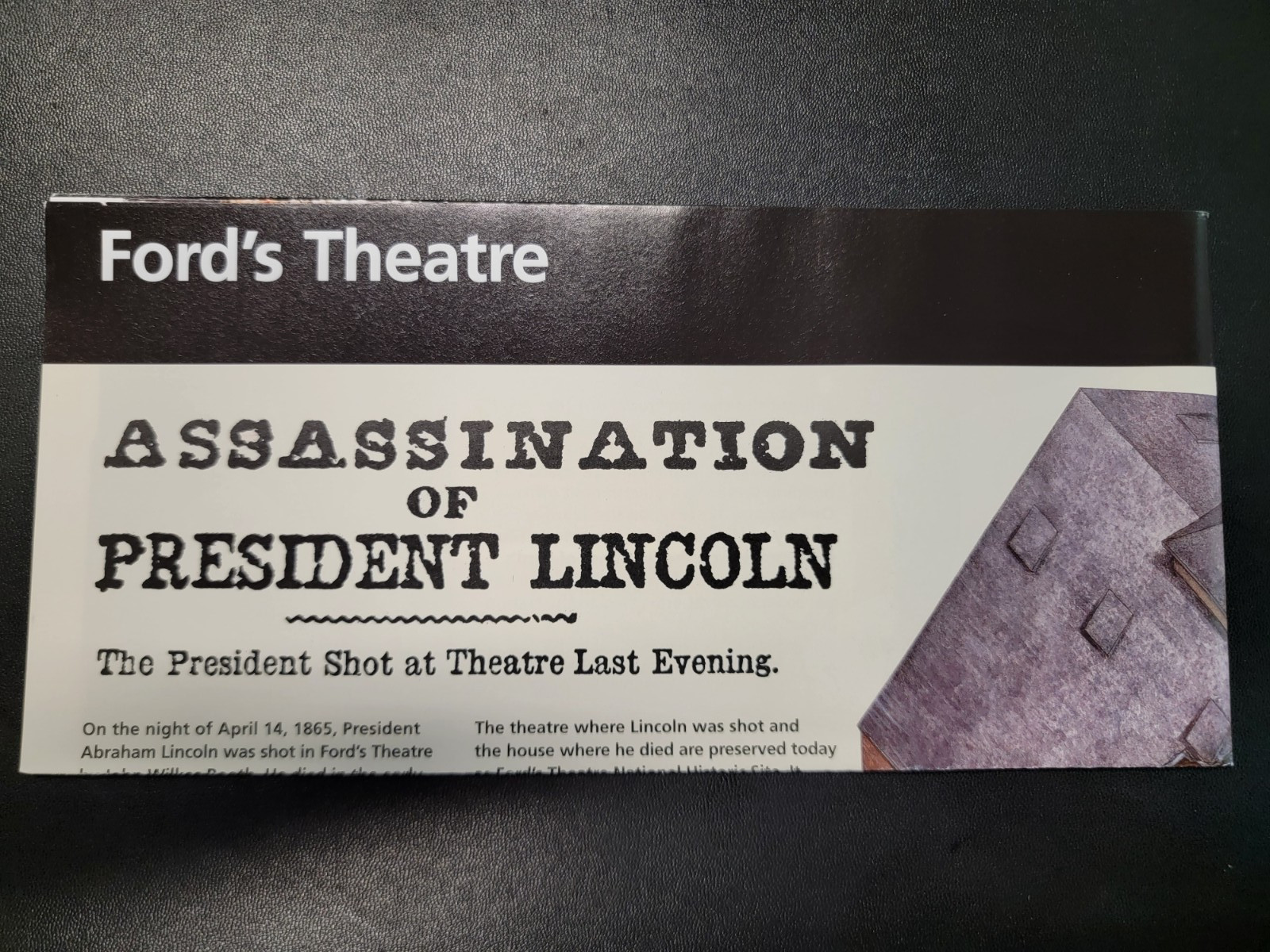 Ford\'s Theatre National Historic Site - NPS UniGrid - NEW Brochure/Map