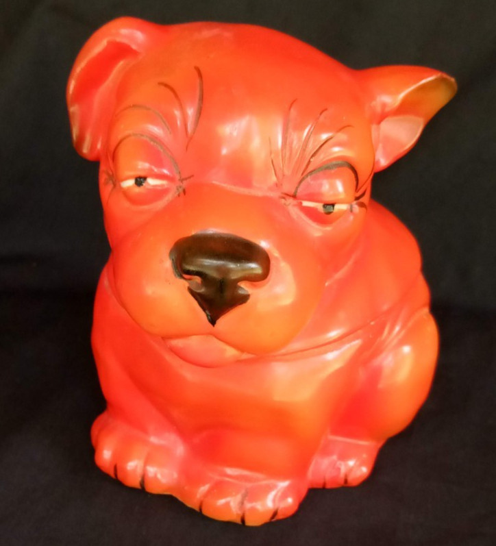 BONZO TOBACCO JAR GERMANY ART DECO ORANGE 6190 dog figurine 5\