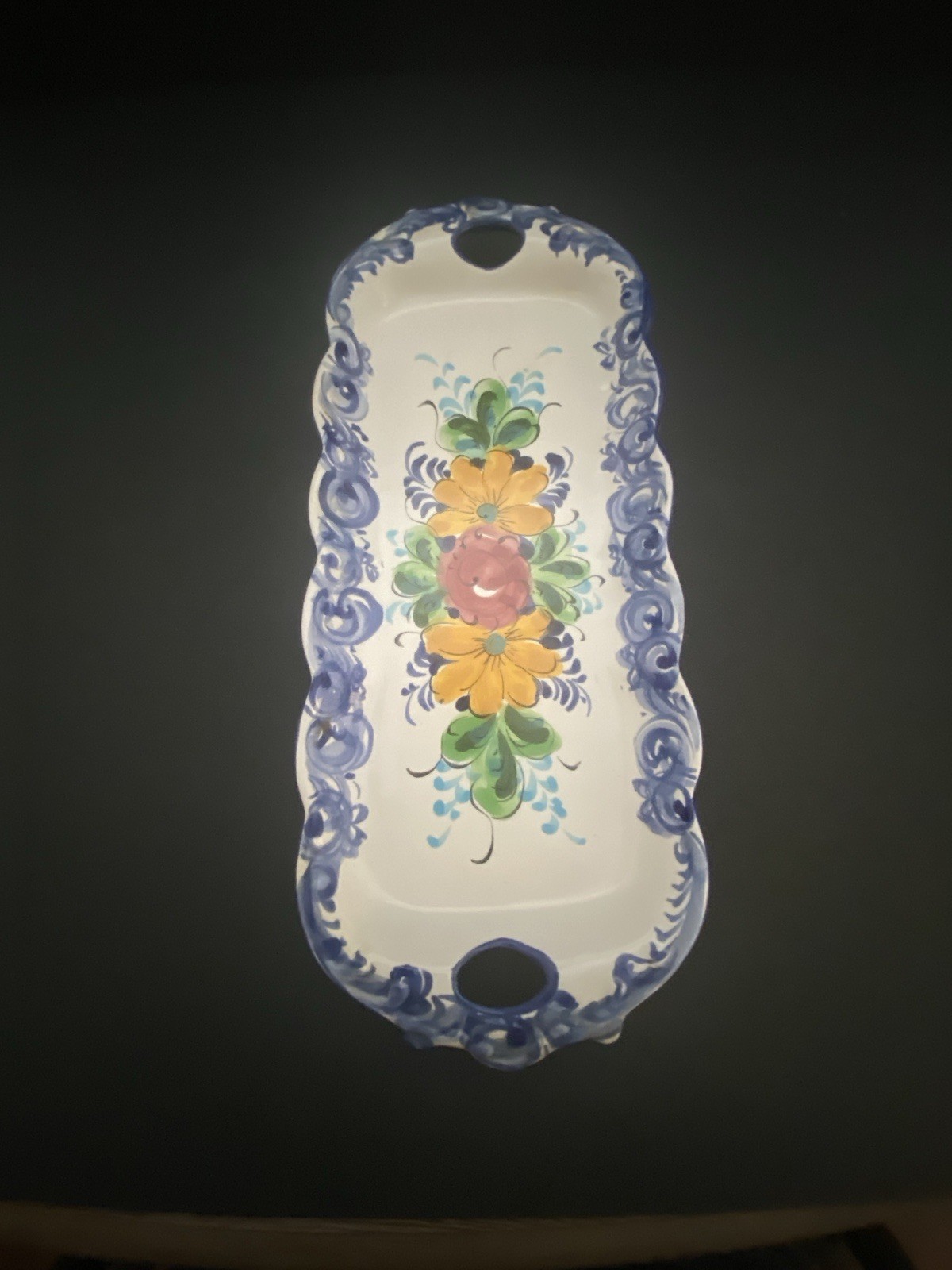 Hand Painted Ceramic Serving Tray by Vestal Alcobaça in Portugal Model 1090 13” Hand Painted Ceramic Serving Tray by Vestal Alcobaça in Portugal Model 1090 13”