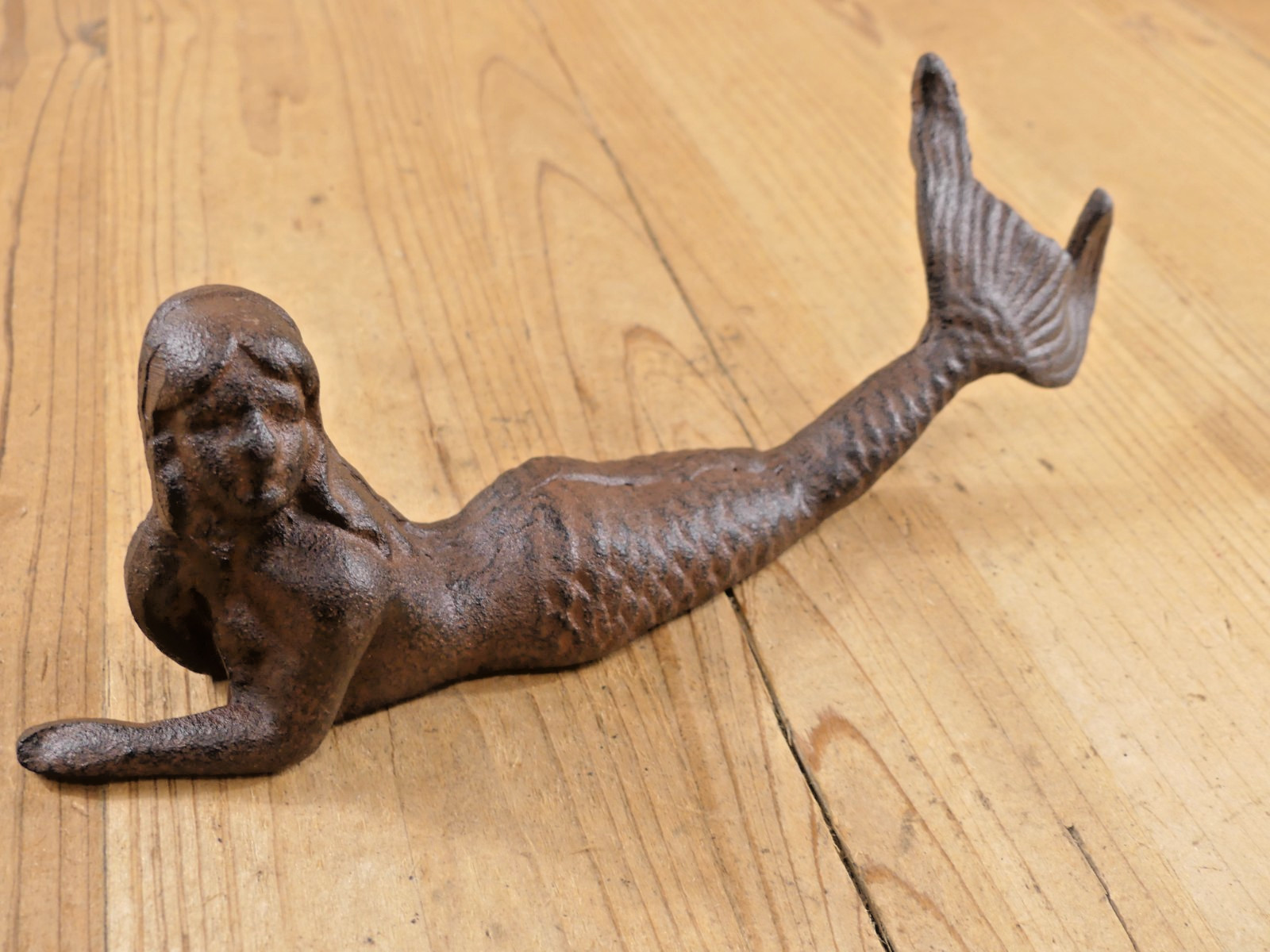 Cast Iron Laying Mermaid Figure Nautical Decor Statue Mermaids Tiki Paperweight