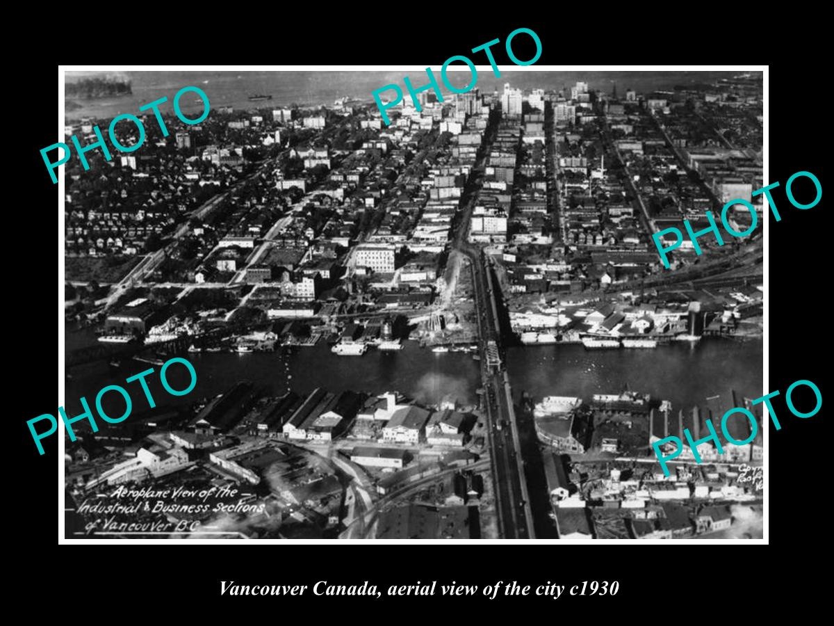 Vancouver Canada Aerial View Of The City c1930 Old Large Historic Photo