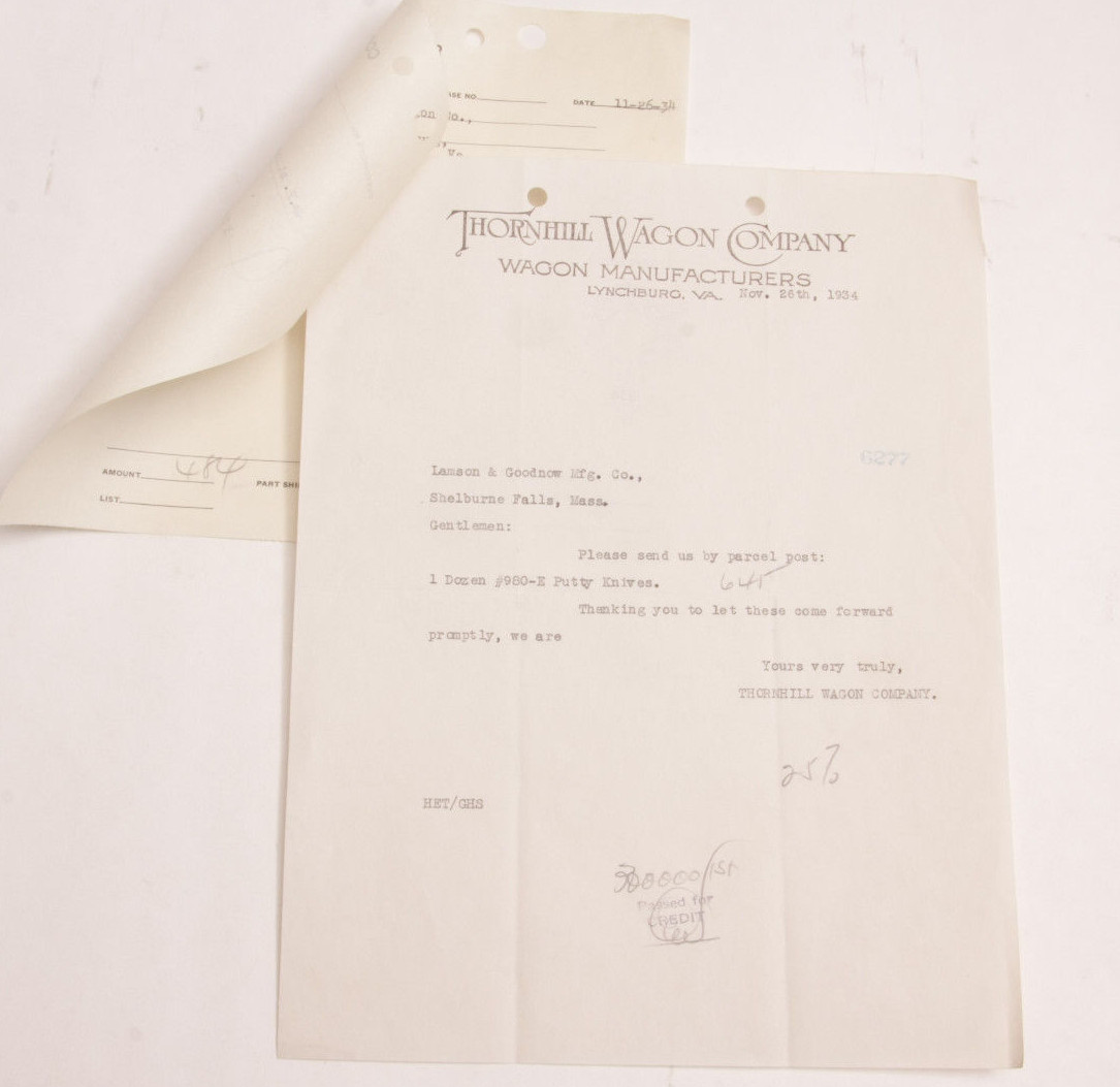 1934 Lamson Goodnow Thornhill Wagon Co Lynchburg VA Ephemera L181K