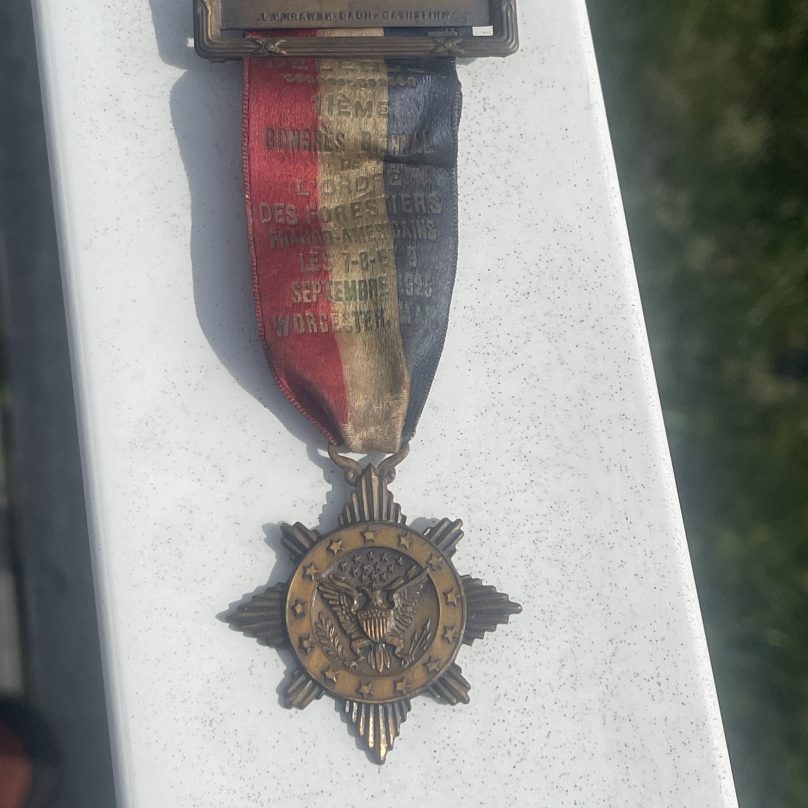 1925 Franco-American Foresters 11th Congress Medal Worcester MA Fraternal Ribbon