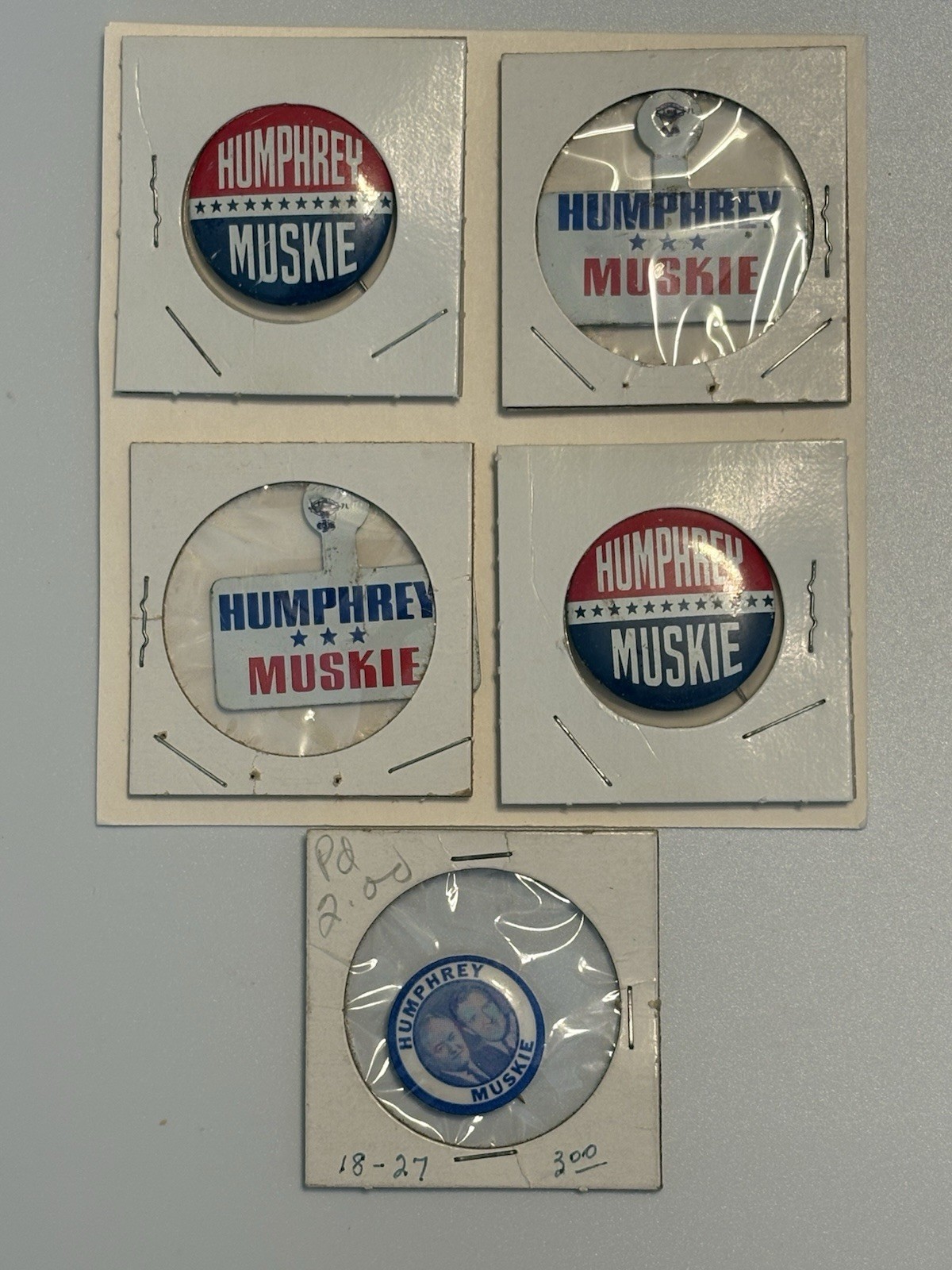 Vintage 1968 Humphrey Muskie Campaign Buttons Lot of 5 Political Pinbacks