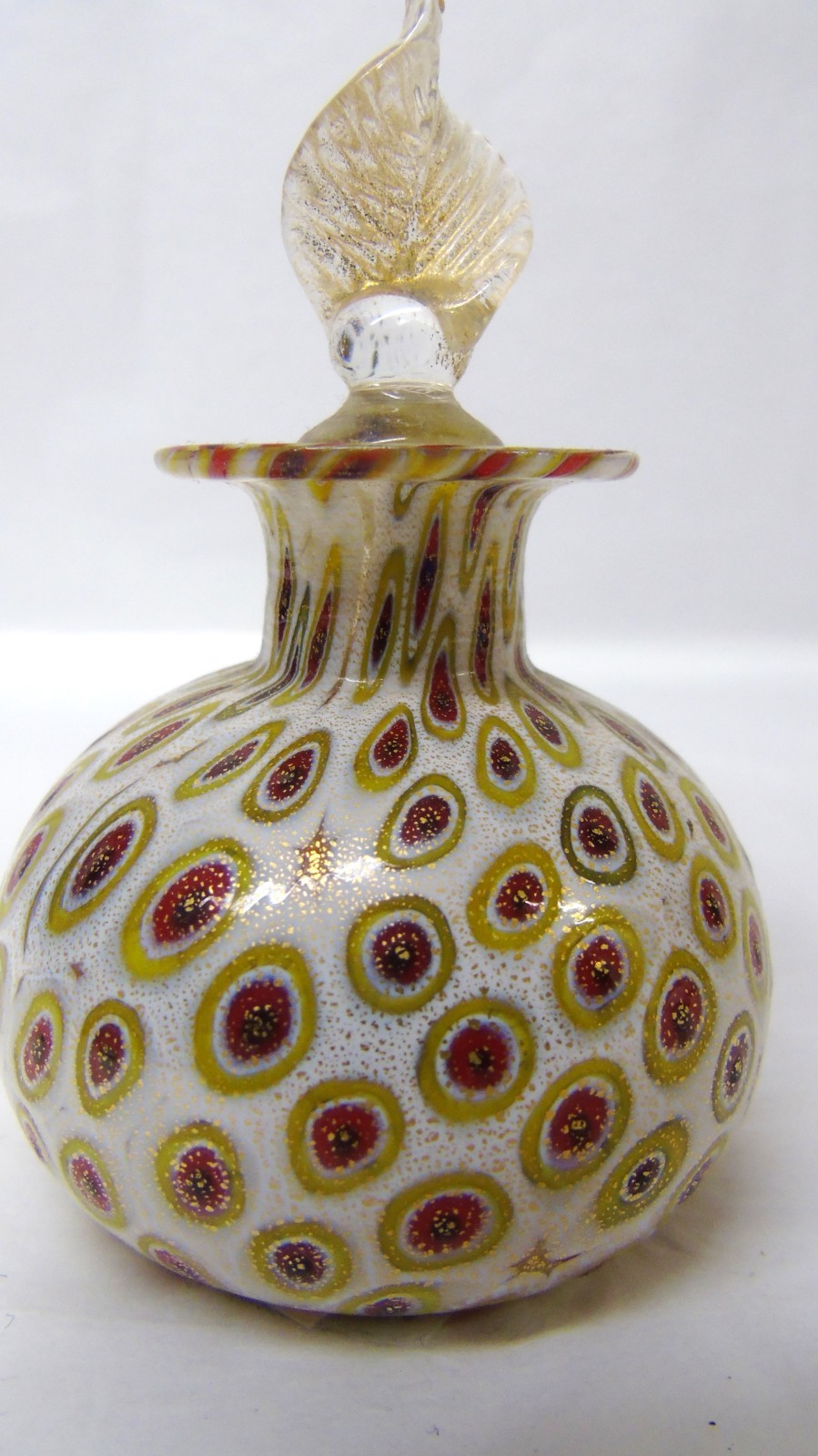 Vintage Campanella Millefiori Murano Glass Perfume Bottle w/ Flame Stopper b765
