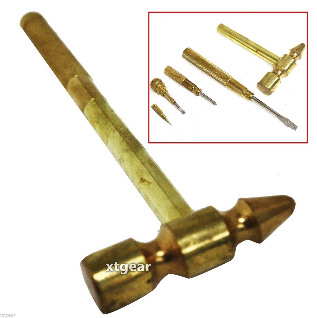 5 In 1 Hammer Screwdriver SetSolid Brass Construction (4 Assorted Screwdrivers)