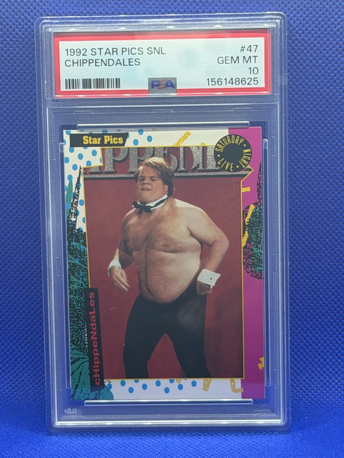 1992 star pics saturday night live #47 Chippendales Chris Farley RC PSA 10