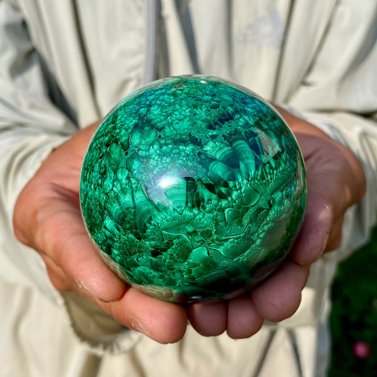 1.22LB Rare Natural Malachite quartz hand Carved sphere Crystal Healing