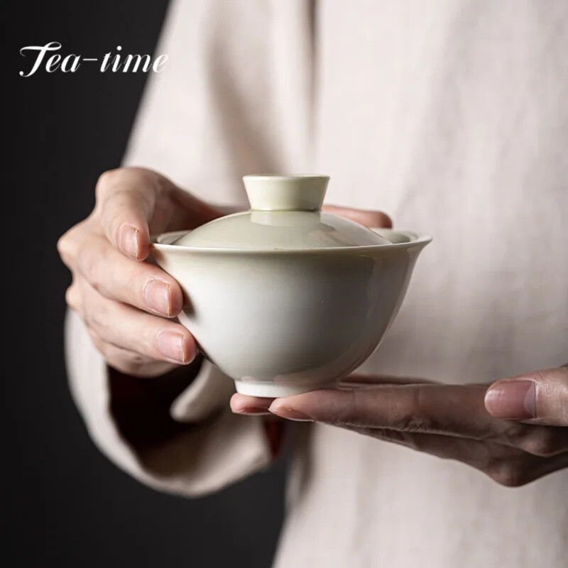 130ml Chinese Celadon Gray Glaze Gaiwan Vintage Tea Tureen Household Tea Maker 130ml Chinese Celadon Gray Glaze Gaiwan Vintage Tea Tureen Household Tea Maker