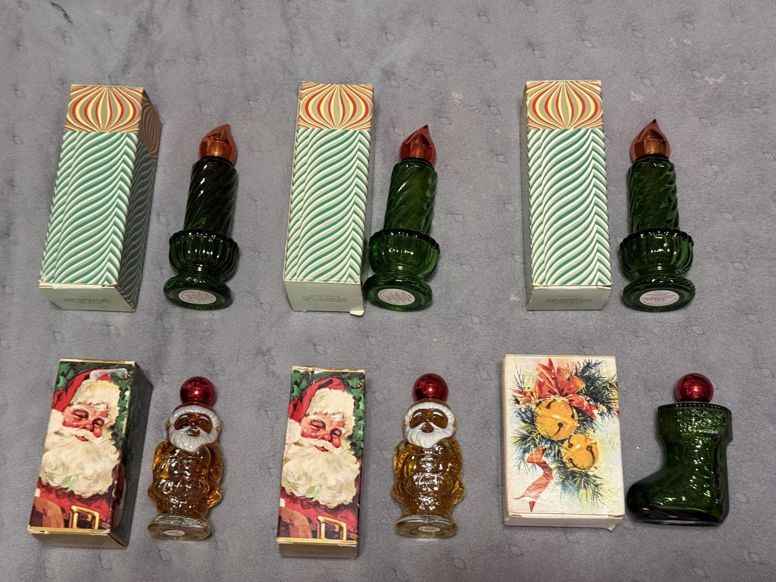 Vintage 1970’s Avon Christmas Cologne Lot of 6 Candles Santa Boot w/ Boxes