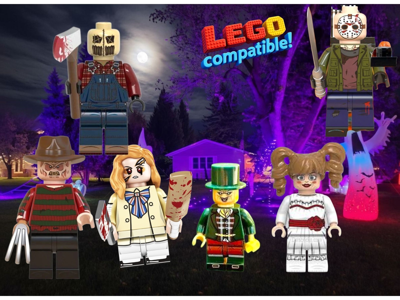 6x🩸 Horror Figure Mini figures Jason Freddy Megan Leprechaun Annabelle Redwood