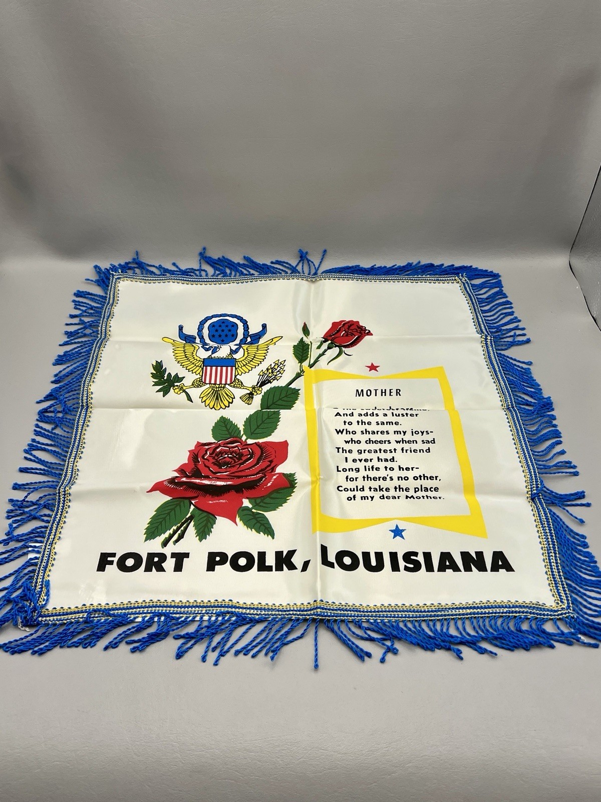 Vintage Fort Polk Louisiana U.S. Army “Mother” Souvenir Pillow Cover