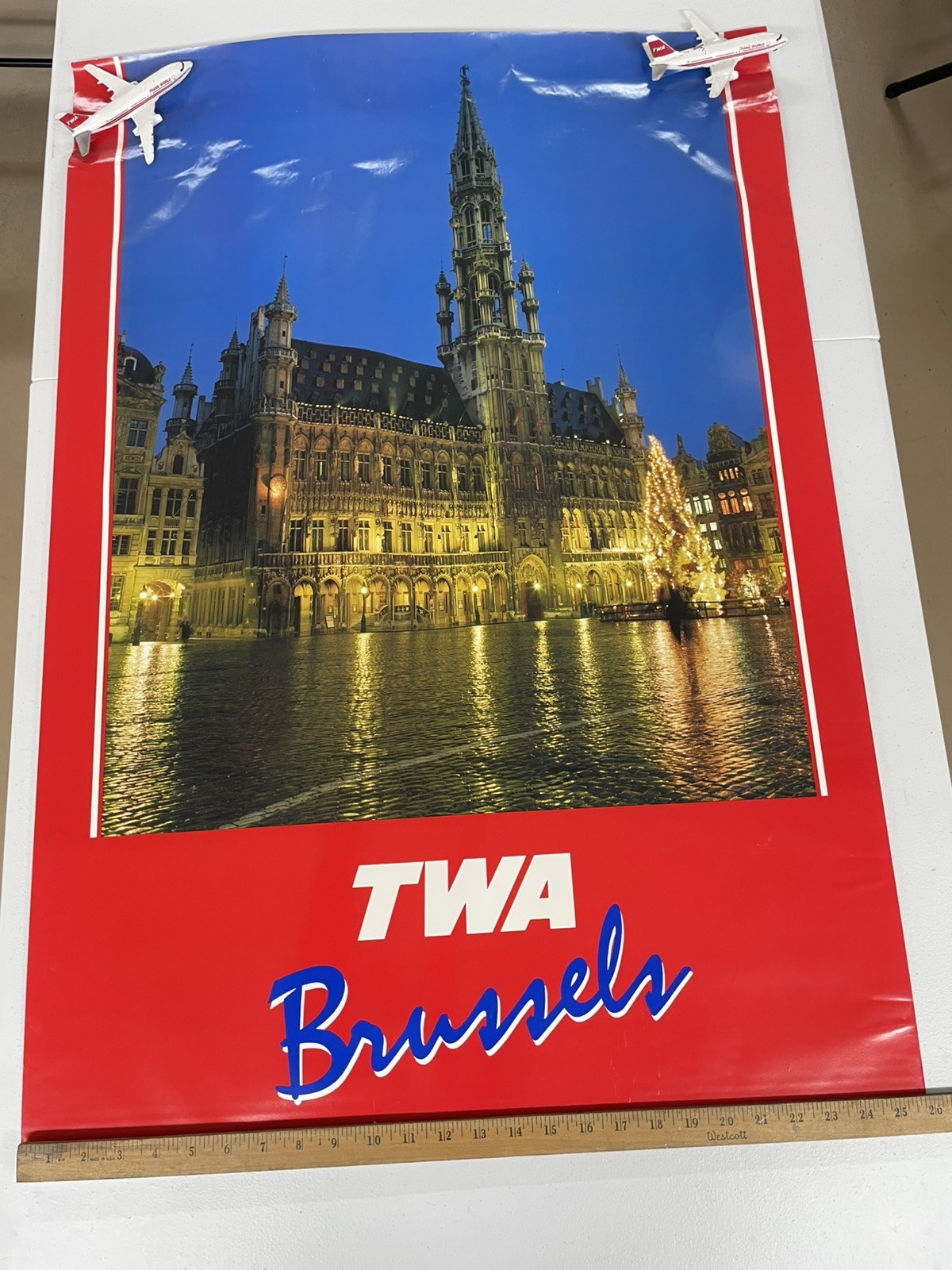 Original 1970’s vintage Trans World Airlines (TWA) Brussels travel poster Original 1970’s vintage Trans World Airlines (TWA) Brussels travel poster