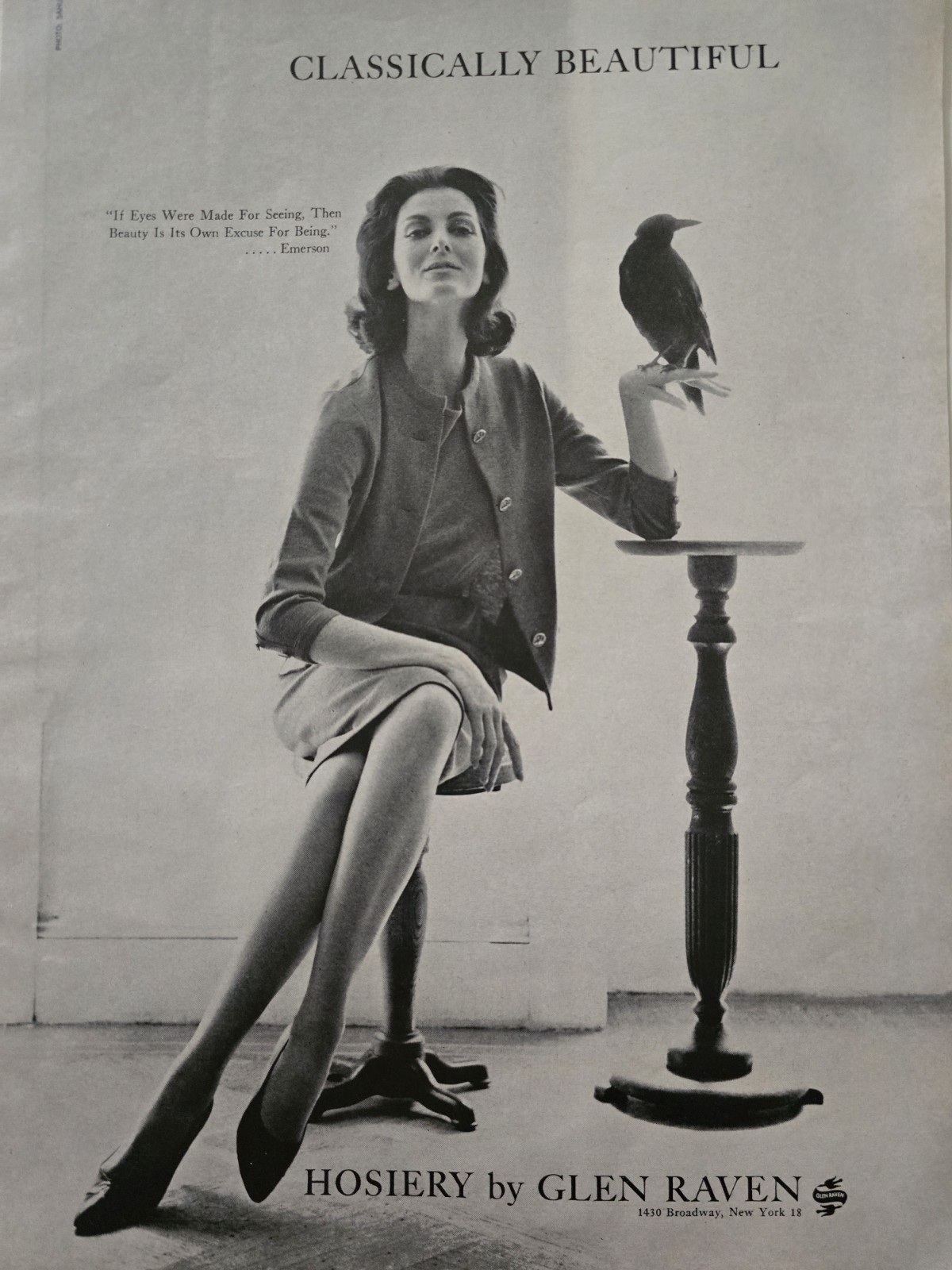 1960 Women's Glen Raven Hosiery Stockings Legs Bird Emerson quote Vintage ad