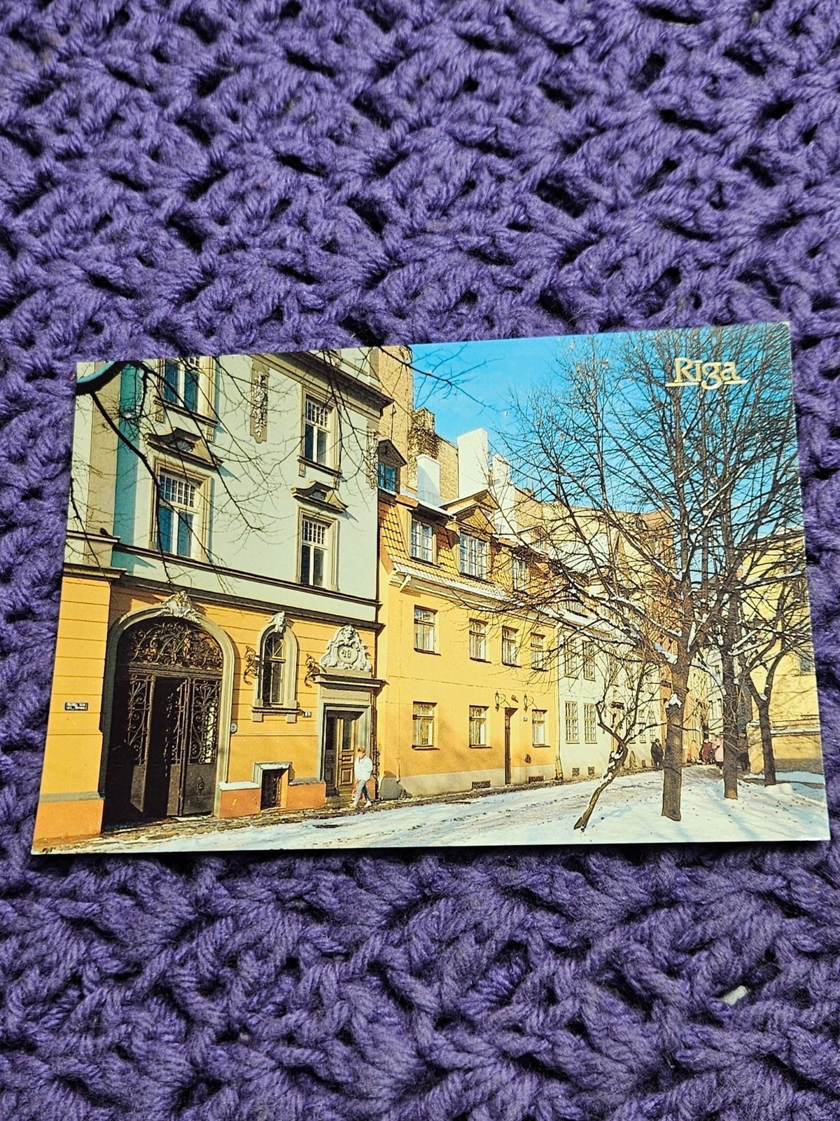 winter scene on Kalēju Street in Old Riga Latvia Postcard