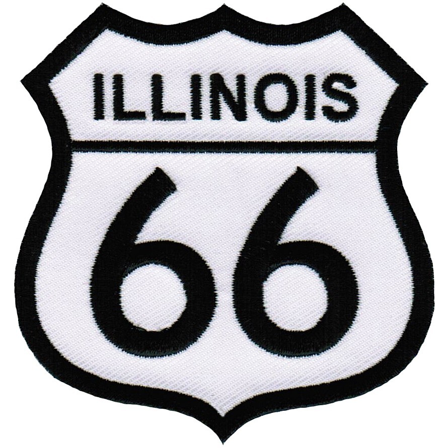 ILLINOIS ROUTE 66 EMBROIDERED PATCH - IRON-ON APPLIQUE Highway Road Sign Biker