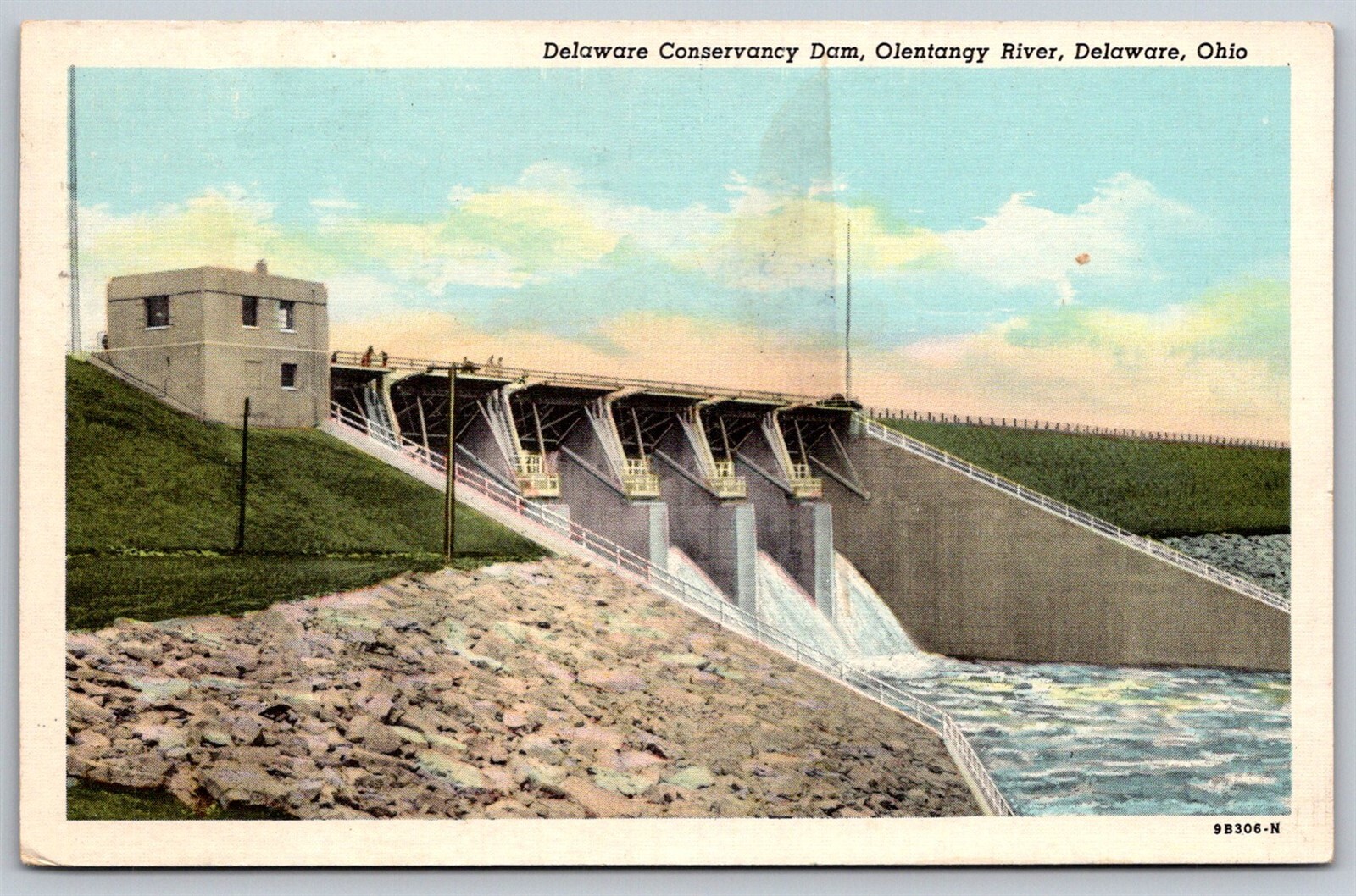Delaware Ohio WB Postcard Delaware Conservancy Dam Delaware Ohio WB Postcard Delaware Conservancy Dam