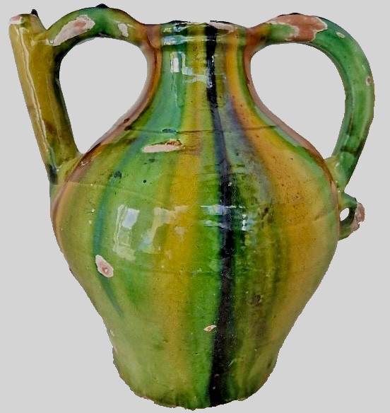 FRENCH ANTIQUE JUG POTTERY CONFIT VINTAGE CRUCHE EARTHENWARE CERAMIC VESSEL