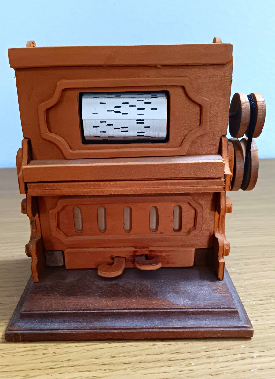 Vintage Wooden Miniature Player Piano Music Box