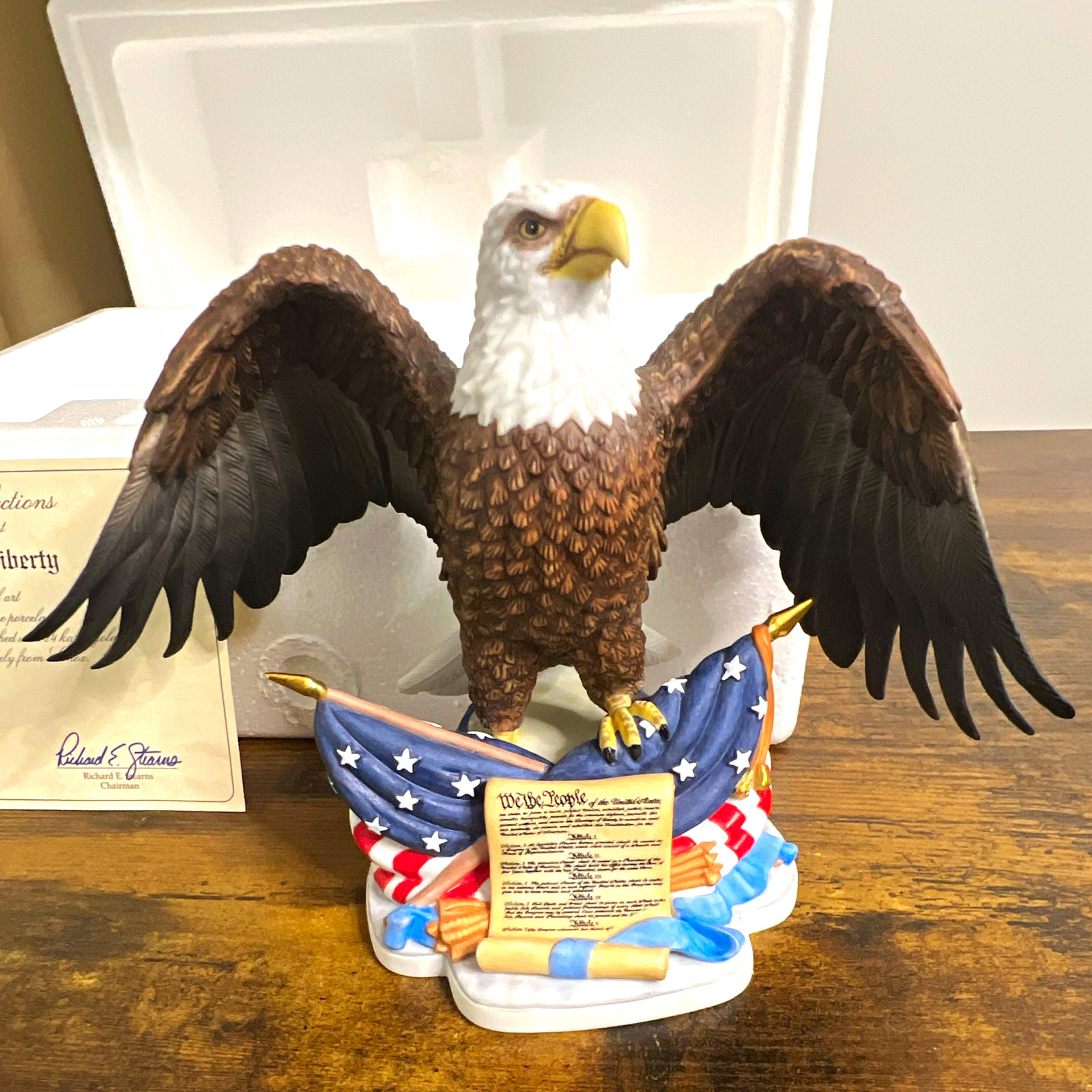 Lenox Spirit of Liberty Bald Eagle Porcelain Figurine Hand Painted Box COA