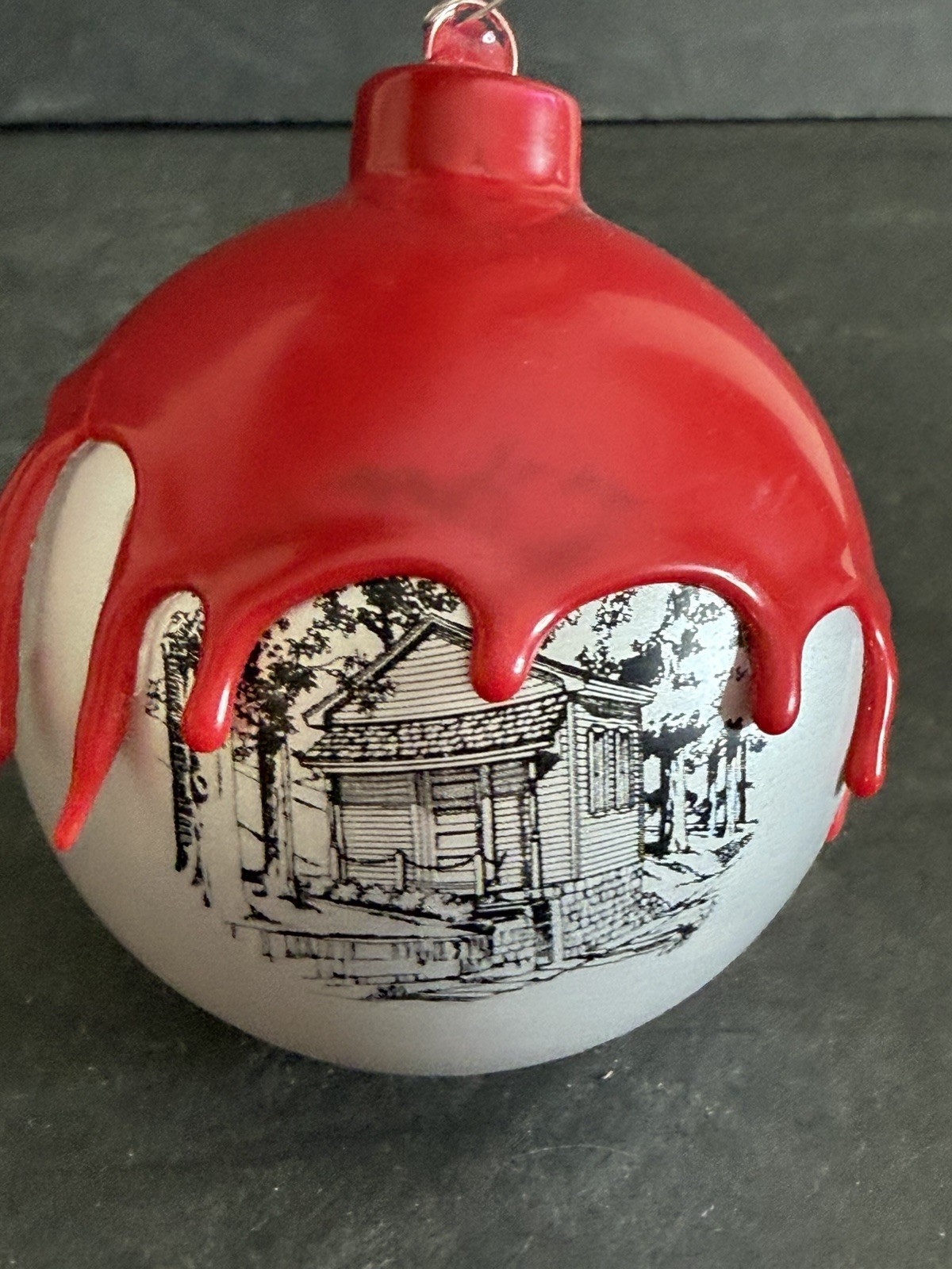 Makers Mark Bourbon Christmas Ornament Red Wax Drip Silver Ball Cabin Distillery Makers Mark Bourbon Christmas Ornament Red Wax Drip Silver Ball Cabin Distillery