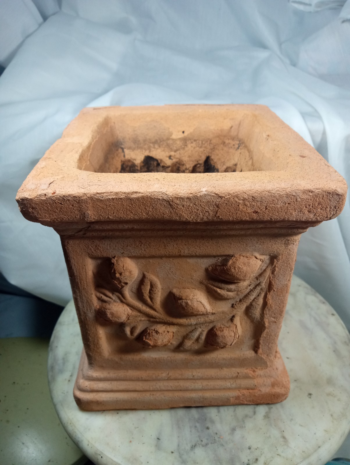 Vintage Handmade Italian Terracotta Planter Square Clay 6 X 6 X 6.5