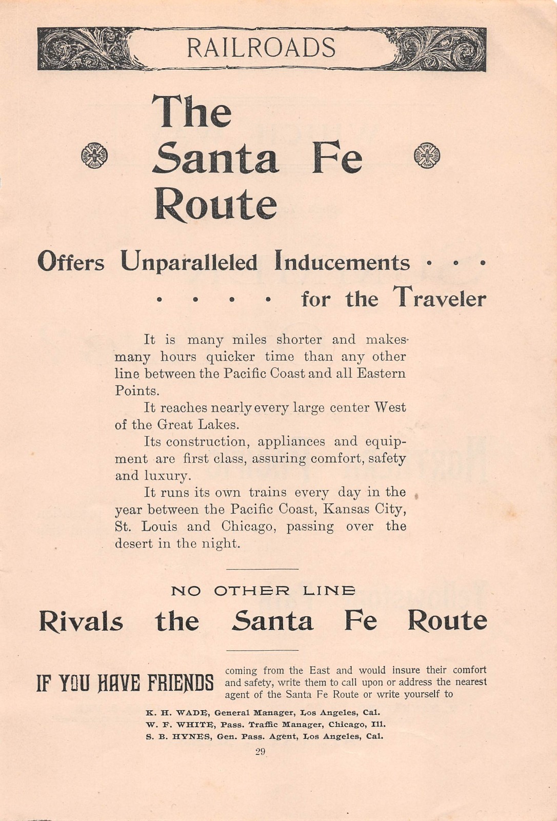 antique 1892 early Santa Fe Route Northern Pacific Railway ads Yellowstone Park