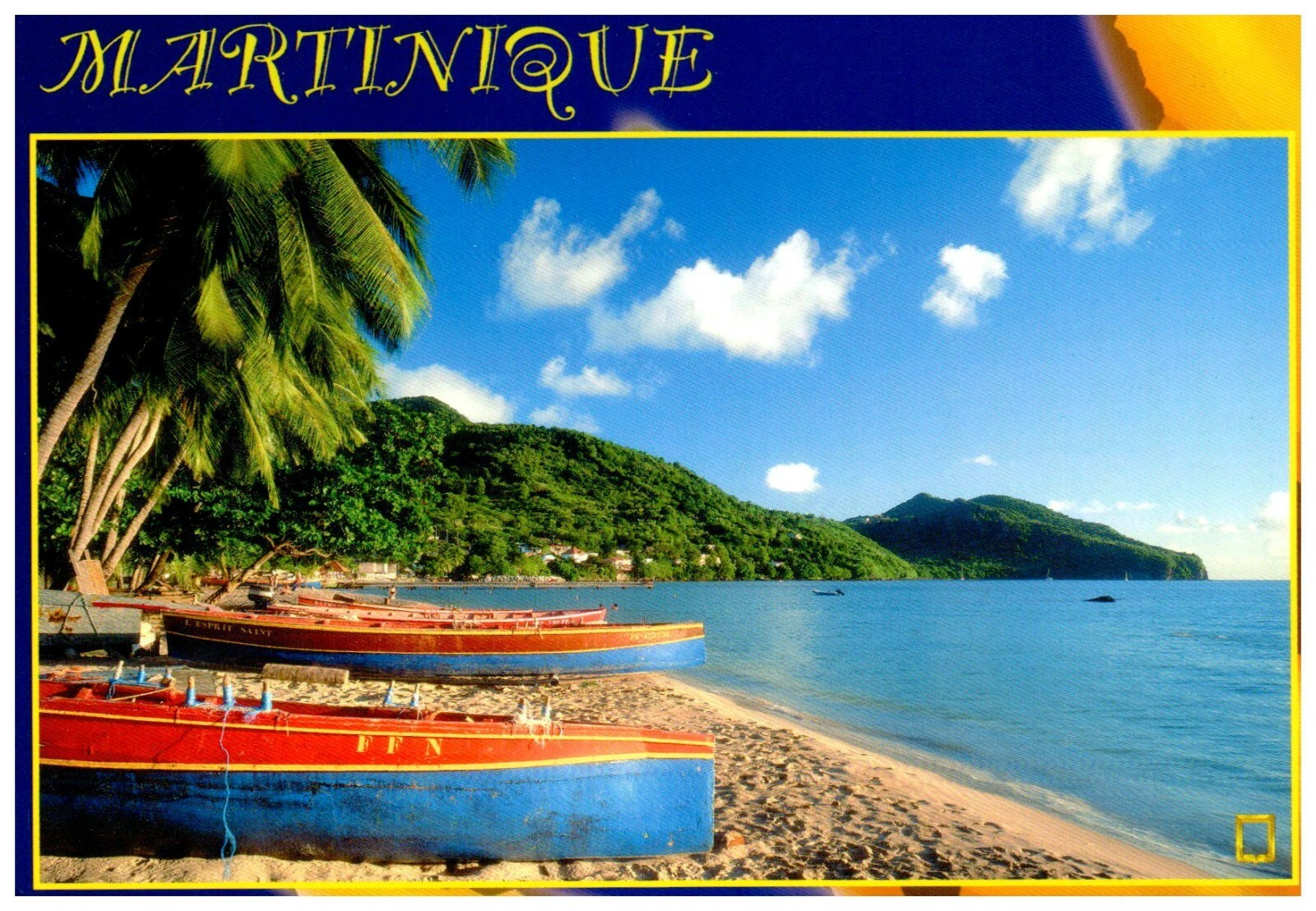 Martinique Island French West Indies Fishing Boats Along a Beach Postcard