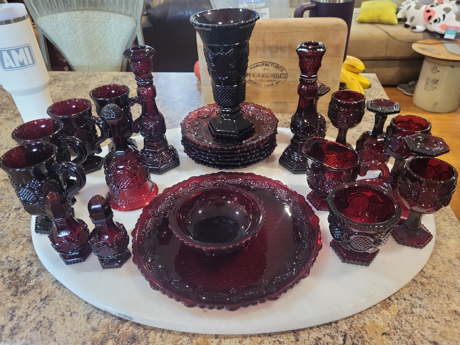 Avon 1876 Cape Cod Collection - 26 Piece Set, Vampire Red Glassware, No Damage Avon 1876 Cape Cod Collection - 26 Piece Set, Vampire Red Glassware, No Damage