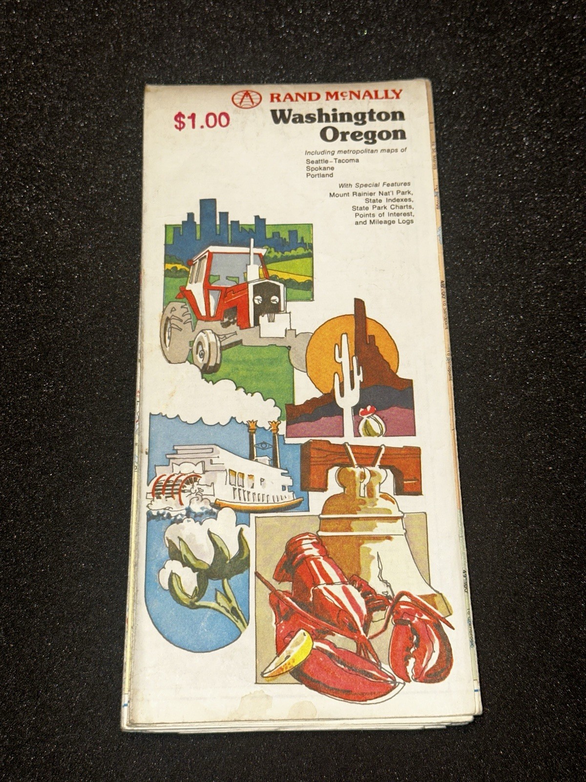 WASHINGTON - OREGON 1970 Vintage Travel Guide Road Map Rand McNally