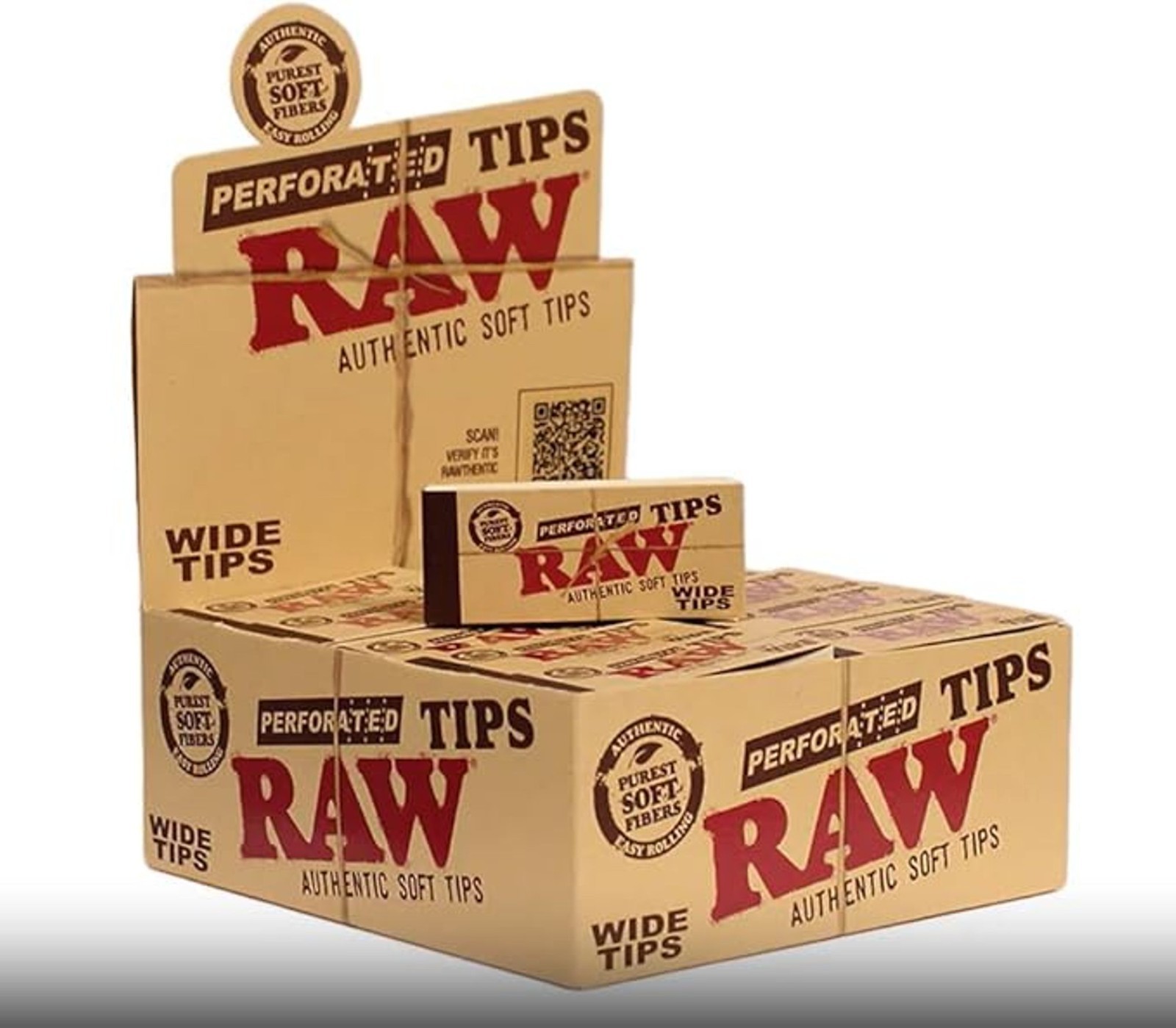 Raw UNREFINED Perforated Wide Tips Rolling Paper Full Box 50 Pack