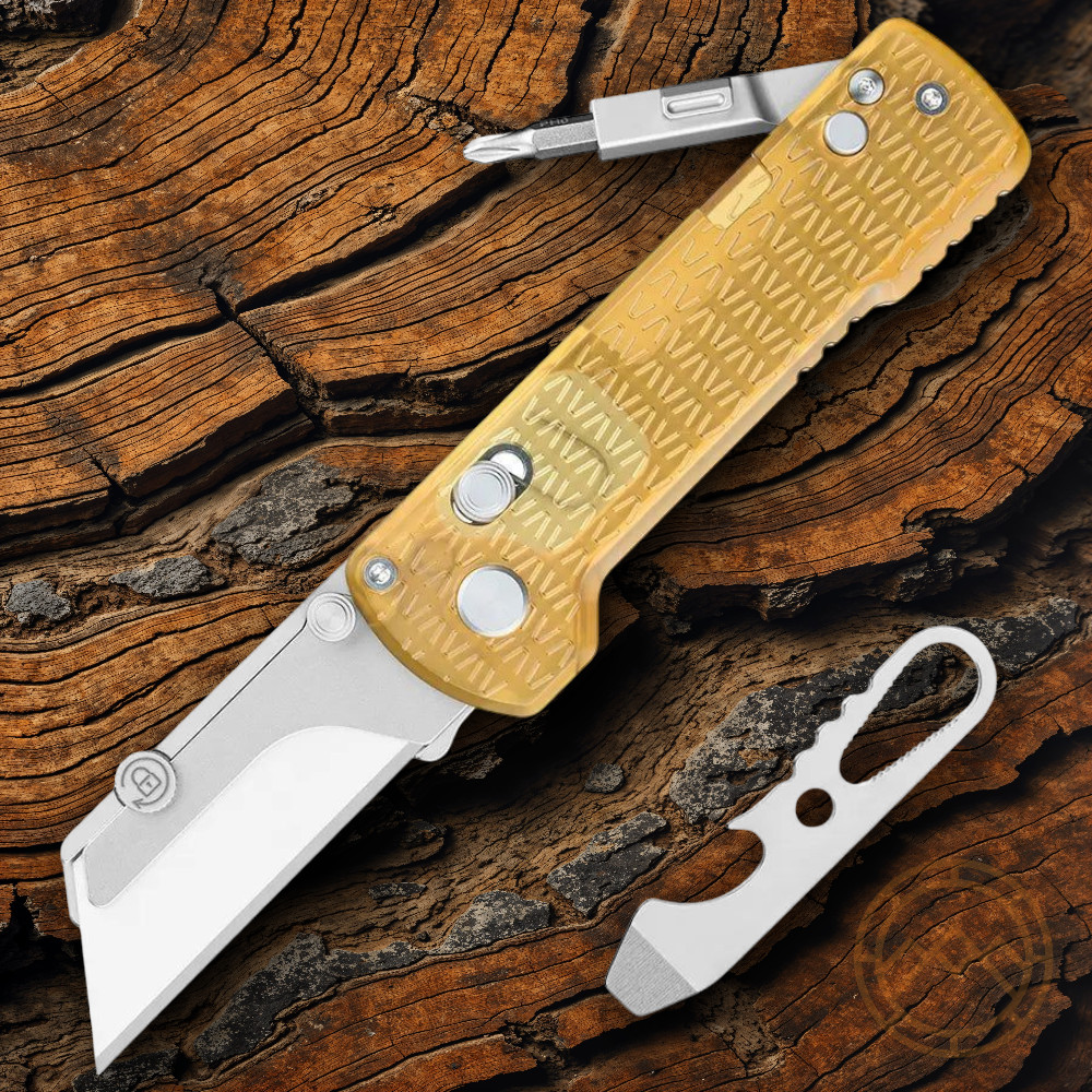 Oknife Otacle U1 Pro Folding Knife SK5 Steel Blade Amber PEI Handle U1PROPEI