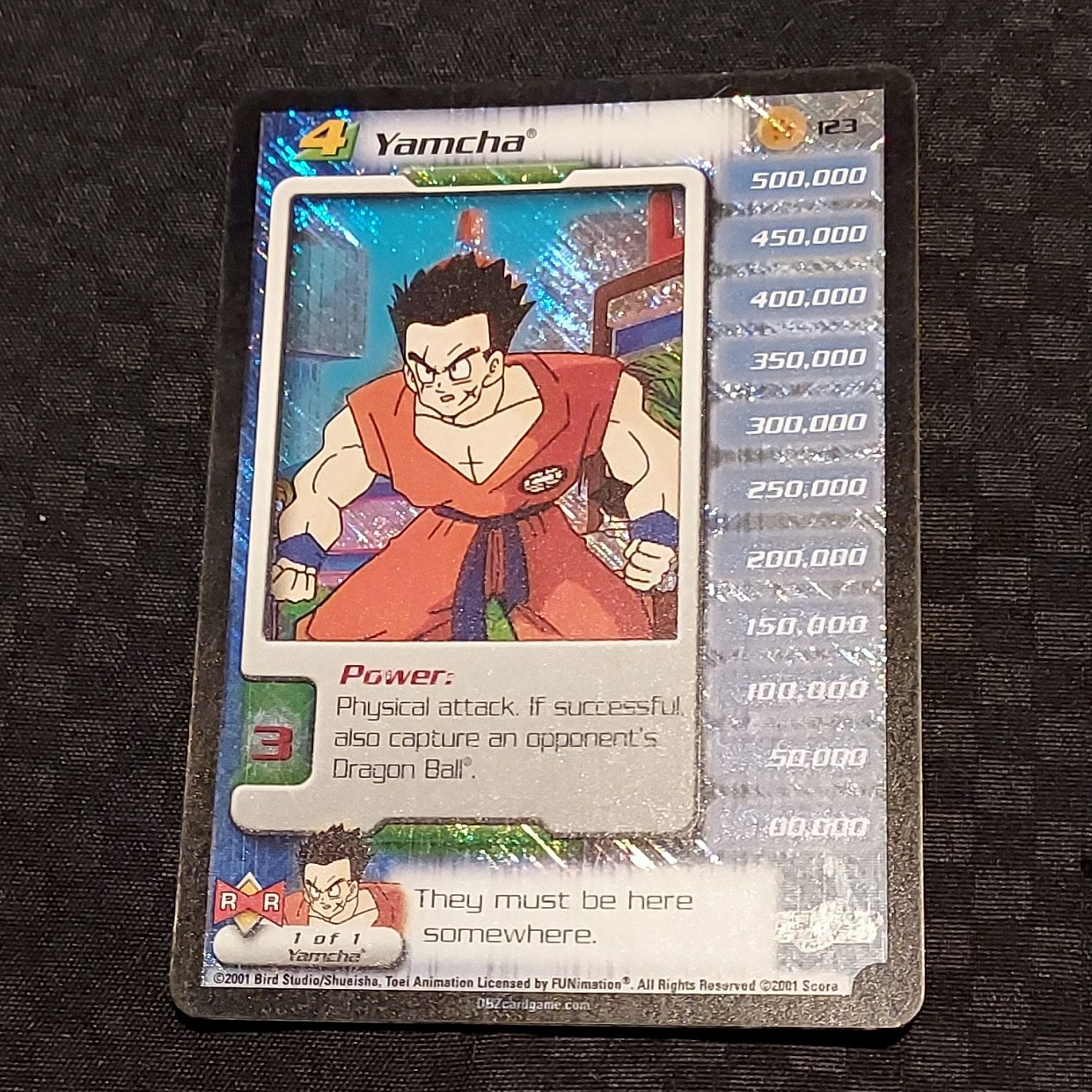 Score Dragon Ball Z DBZ CCG Yamcha #123 2001 Hologram Non-Sport Card Score Dragon Ball Z DBZ CCG Yamcha #123 2001 Hologram Non-Sport Card