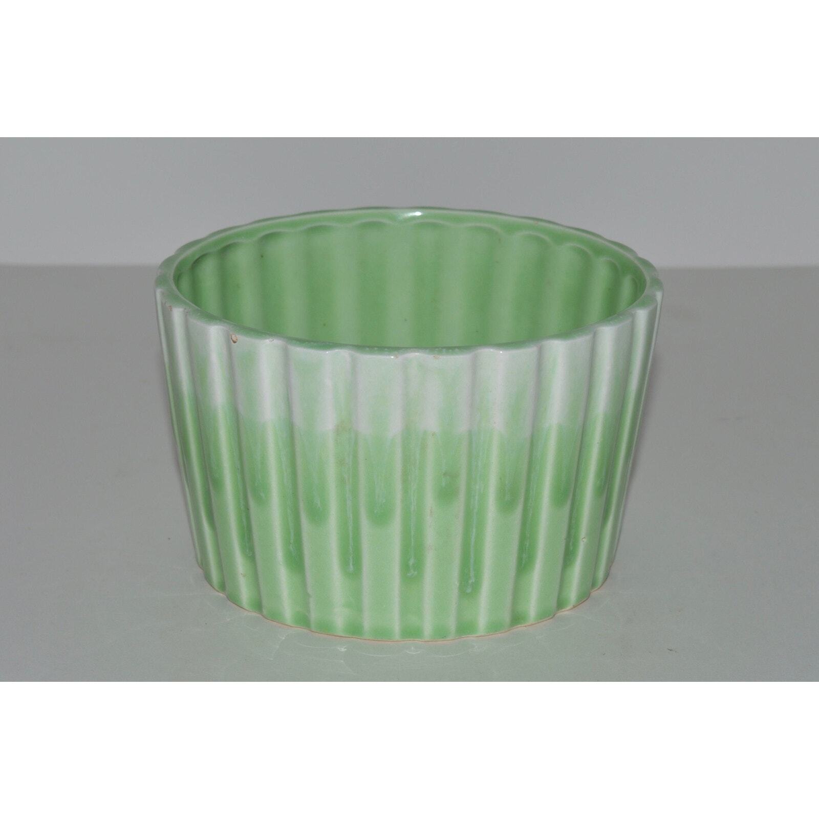 Frisco Golden Gate Company Pottery Planter, Green White Drip Glaze Planter Pot