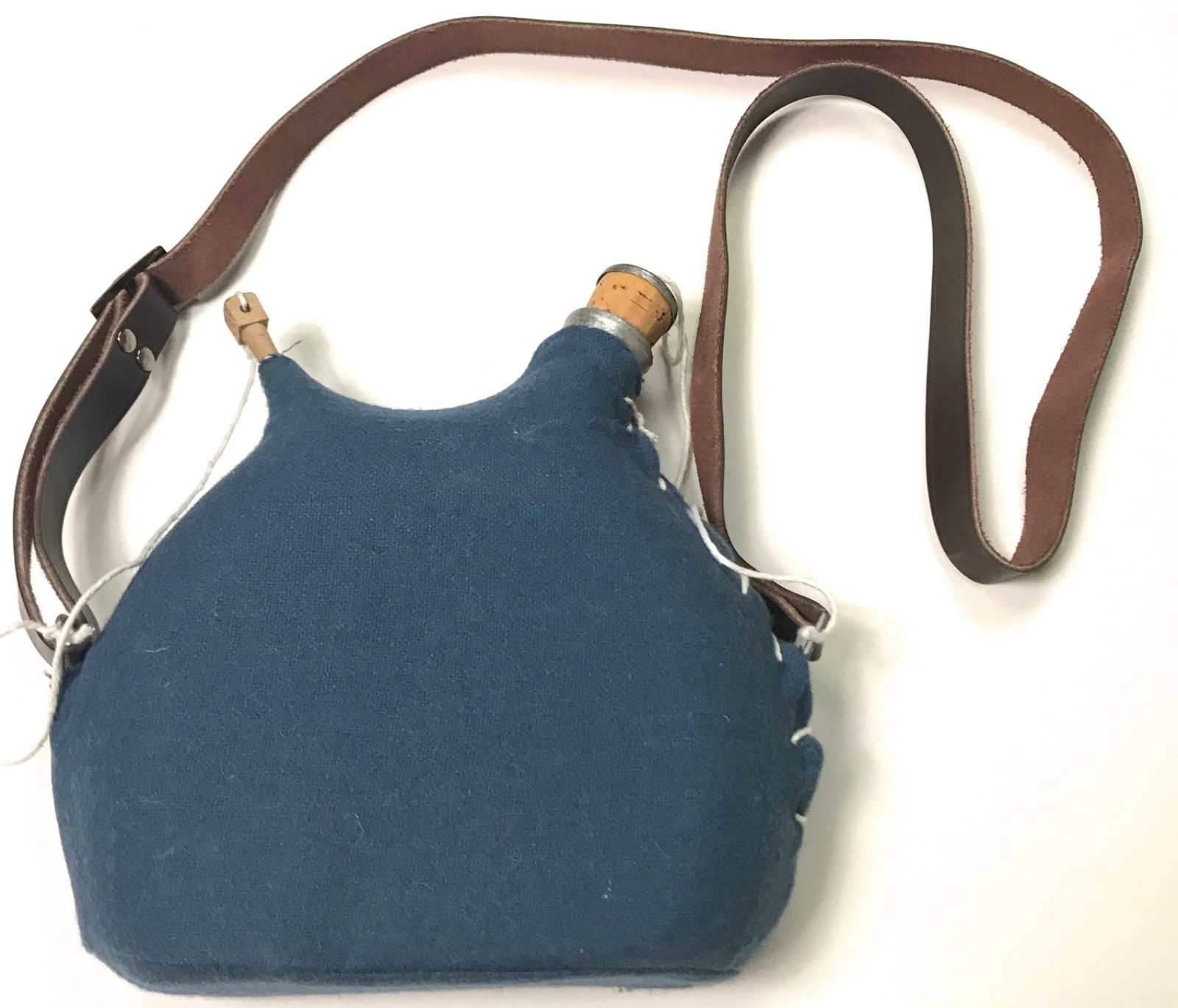 WWI FRENCH M1877 M1915 INFANTRY BLUE WOOLEN 2 LITER CANTEEN, COVER & CARRY SLING