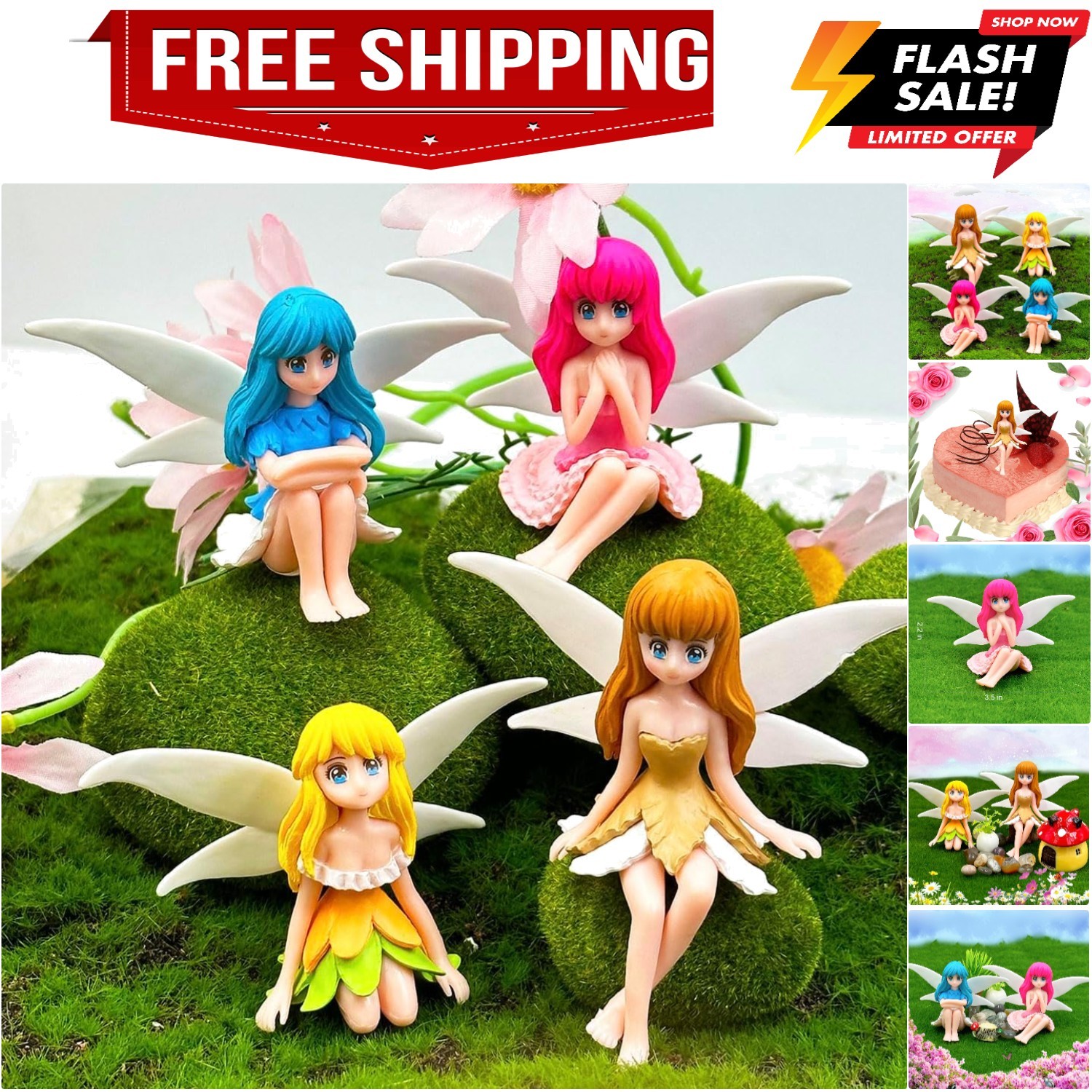 Miniature Fairy Figurines - 4Pcs Small Flower Fairies Ornaments Resin Mini Fa... Miniature Fairy Figurines - 4Pcs Small Flower Fairies Ornaments Resin Mini Fa...