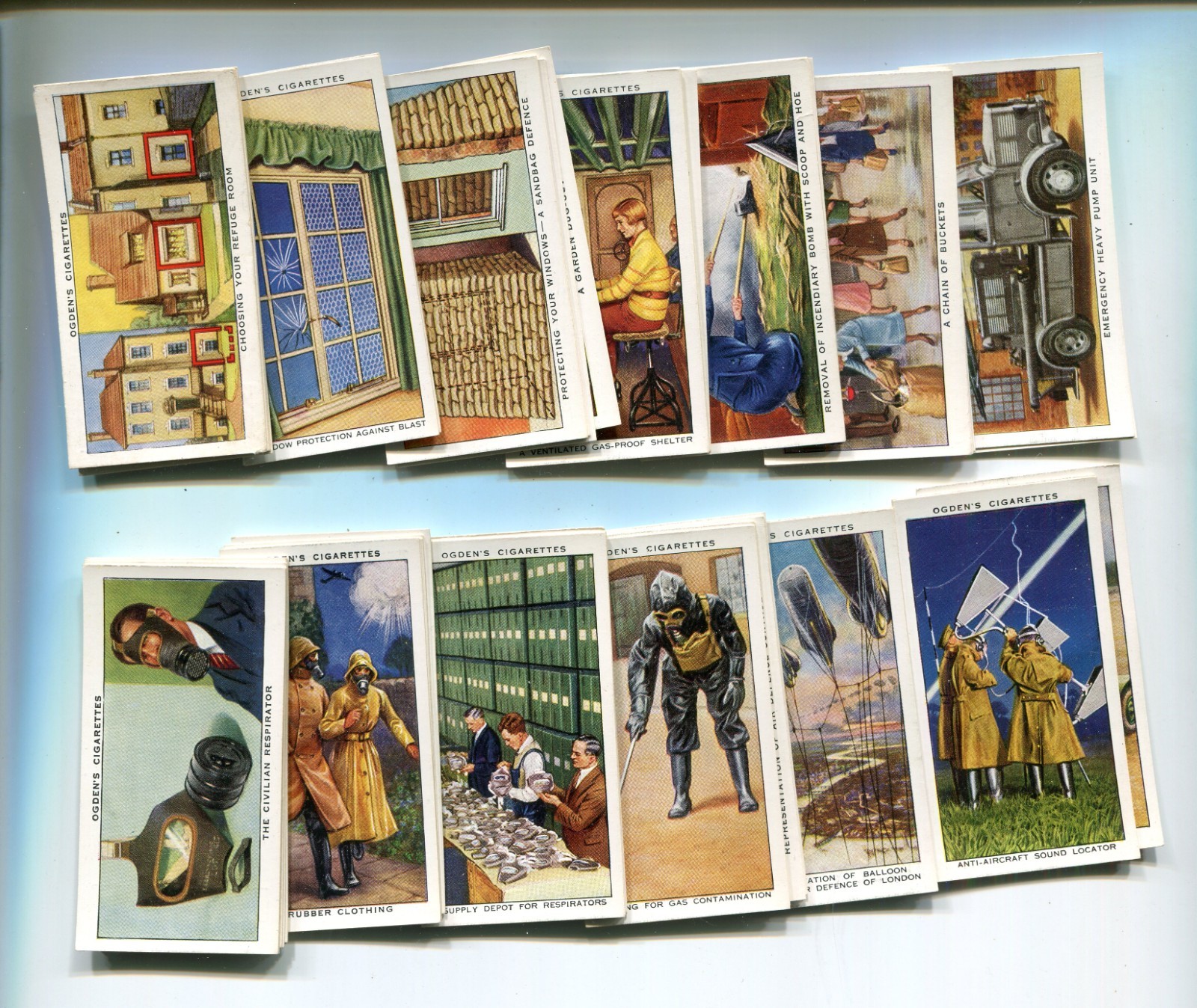 1938 OGDEN\'S AIR RAID PRECAUTIONS 50 DIFFERENT TOBACCO CARD SET