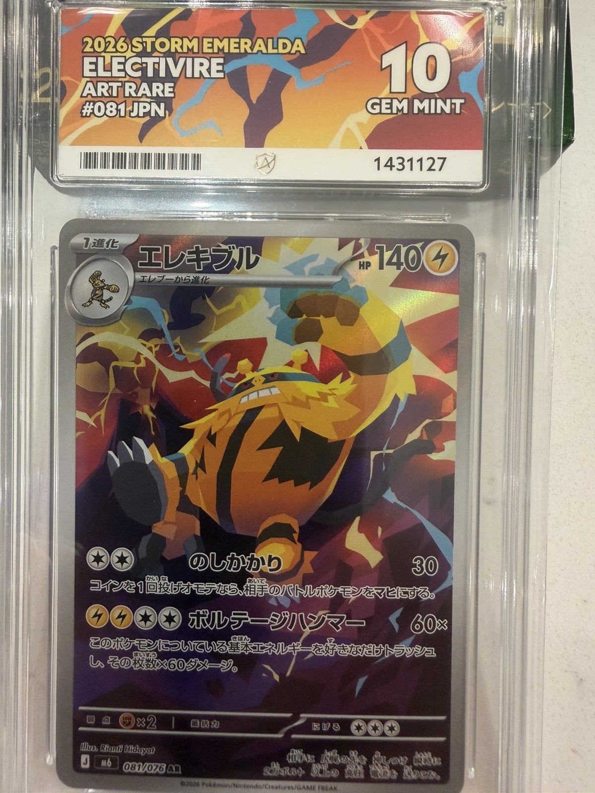 ACE 10 Electivre Art Rare Storm Emeralda 081 Japanese Pokemon Graded Slab Gem