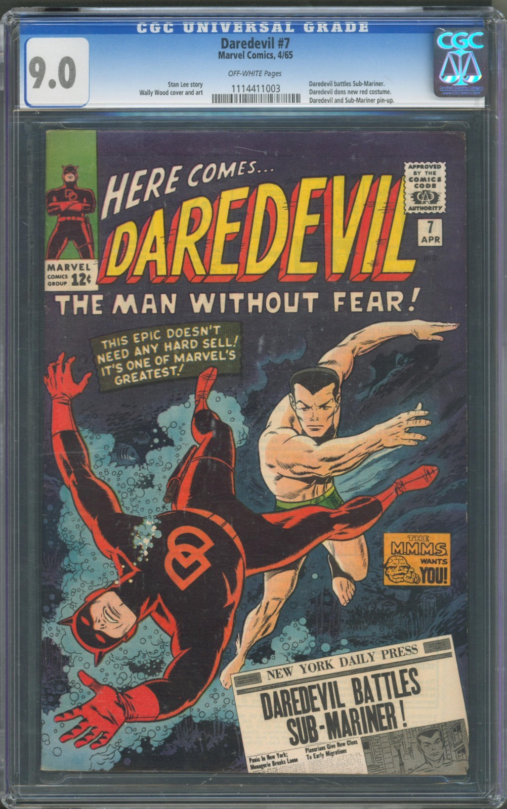 Daredevil #7 CGC 9.0 Marvel Comics 1965 1st Red Costume for Daredevil
